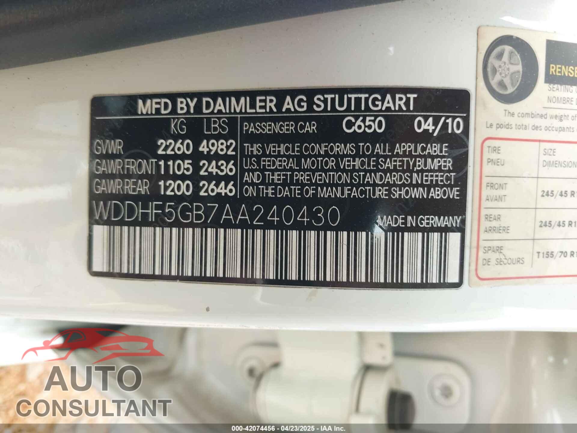 MERCEDES-BENZ E 350 2010 - WDDHF5GB7AA240430