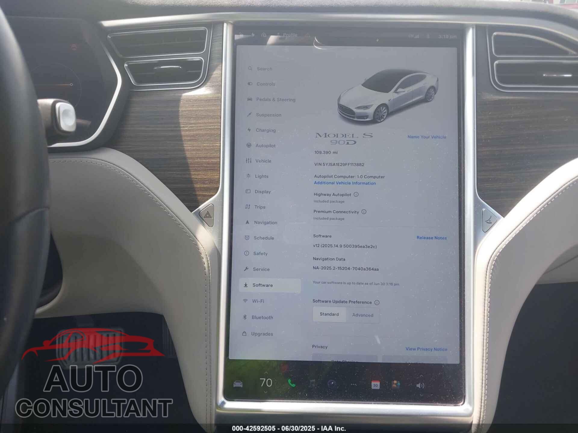 TESLA MODEL S 2015 - 5YJSA1E29FF113882