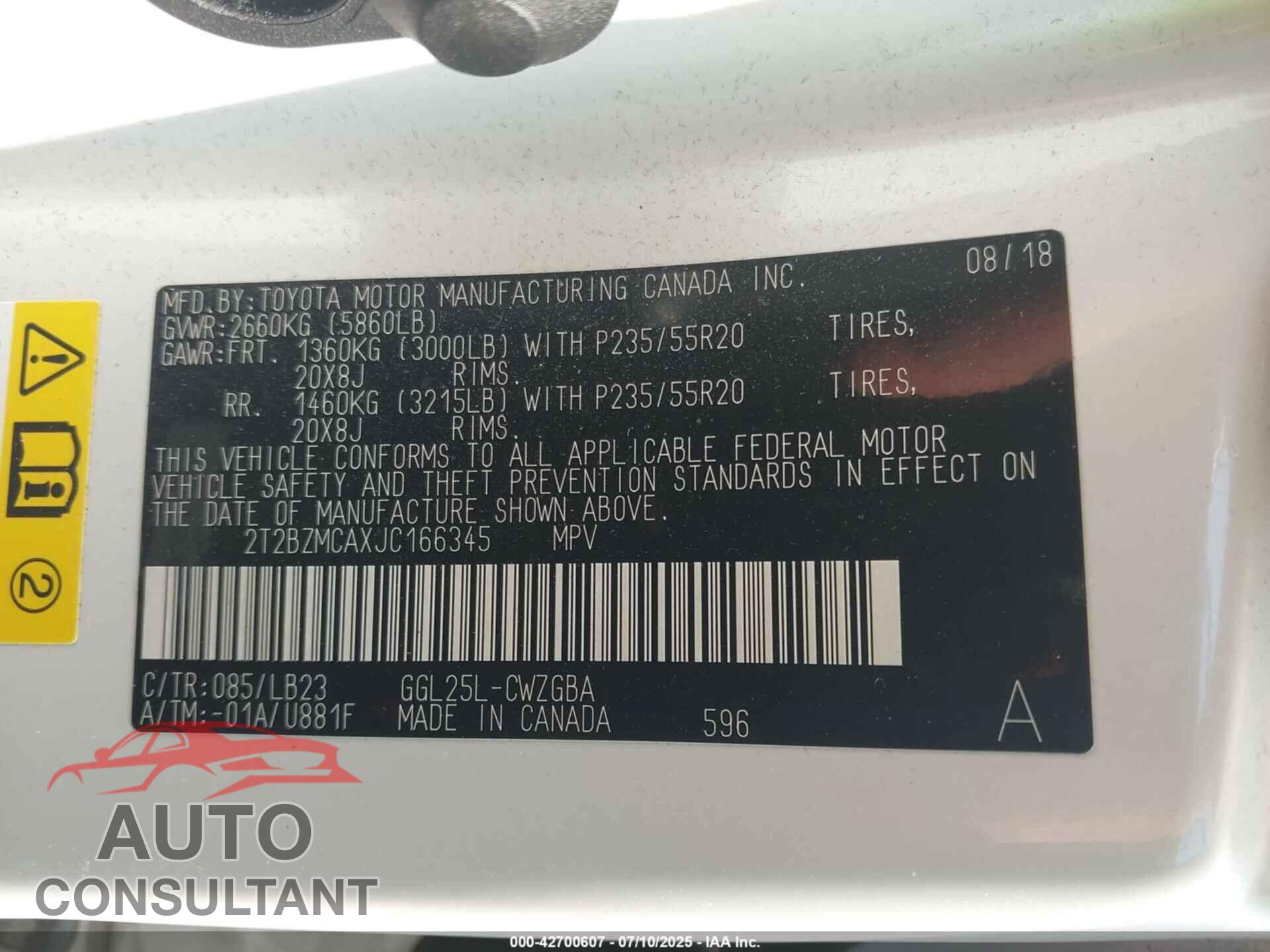 LEXUS RX 2018 - 2T2BZMCAXJC166345