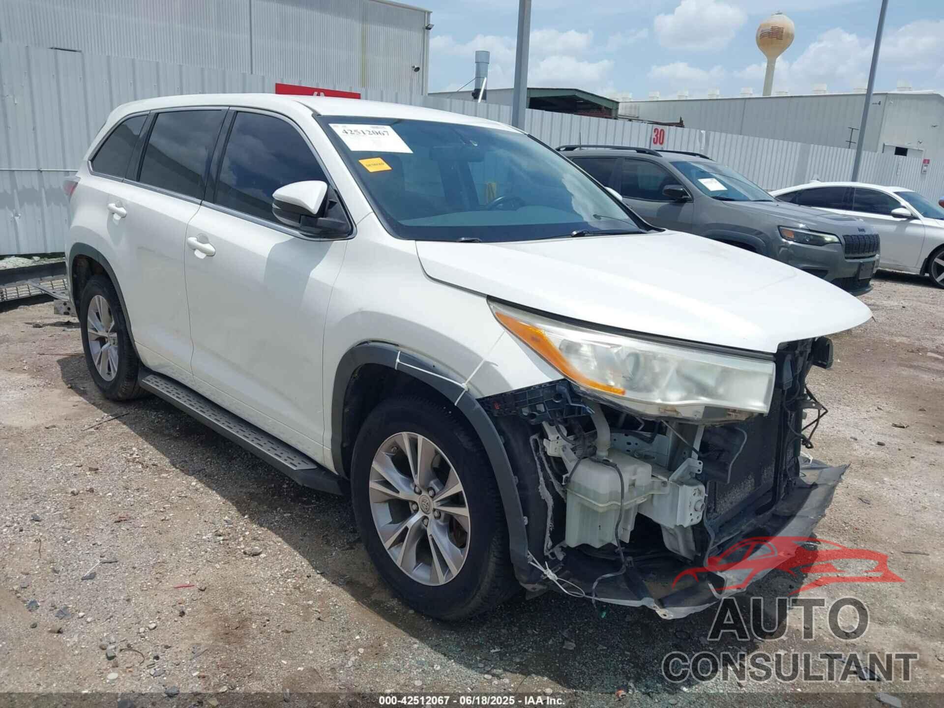 TOYOTA HIGHLANDER 2014 - 5TDZKRFH5ES004780