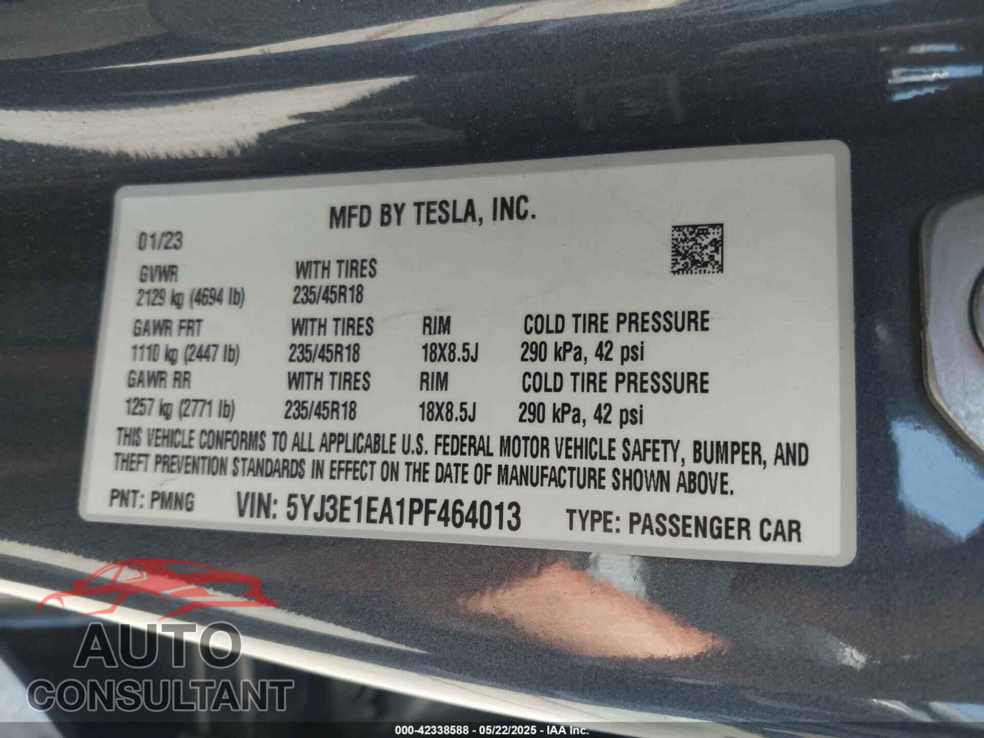 TESLA MODEL 3 2023 - 5YJ3E1EA1PF464013