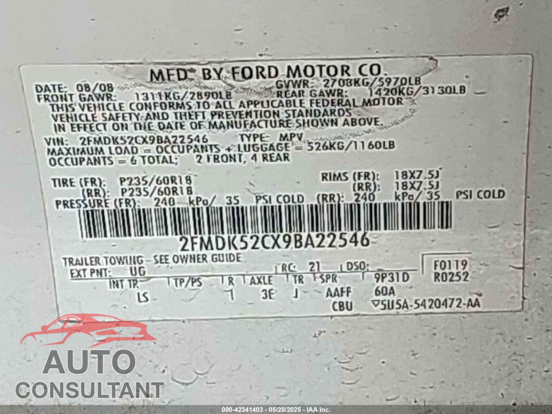 FORD FLEX 2009 - 2FMDK52CX9BA22546