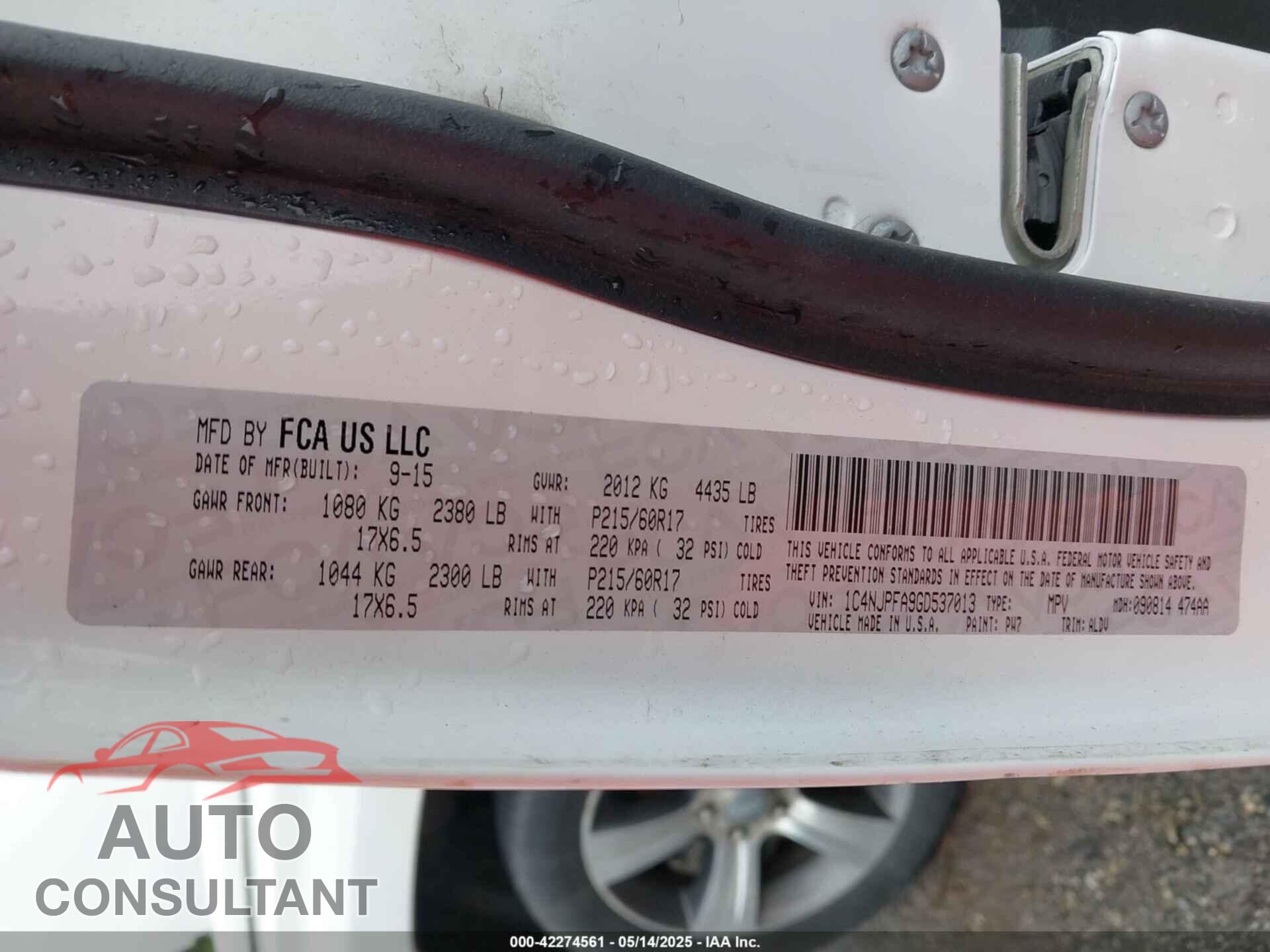 JEEP PATRIOT 2016 - 1C4NJPFA9GD537013
