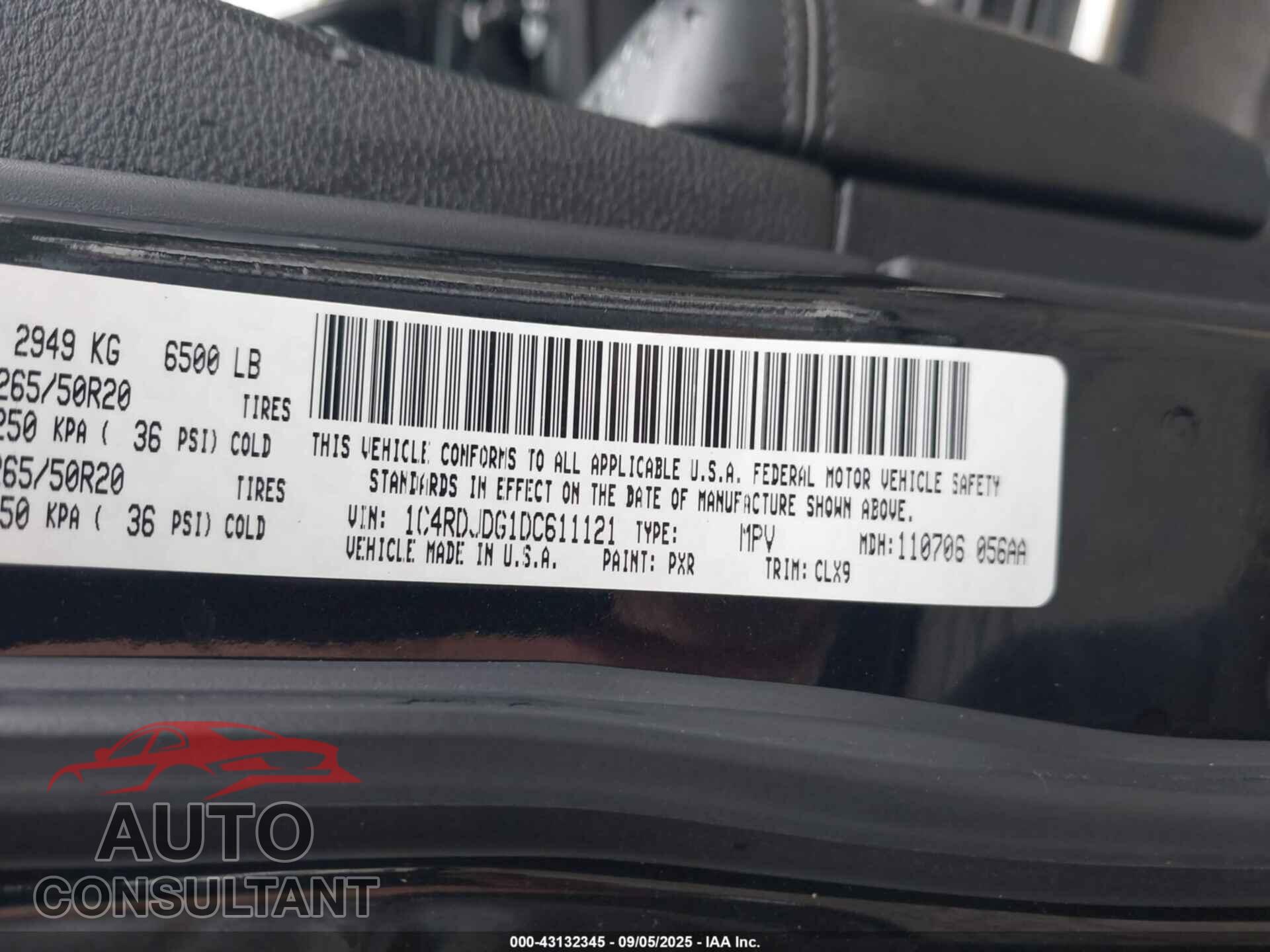 DODGE DURANGO 2013 - 1C4RDJDG1DC611121