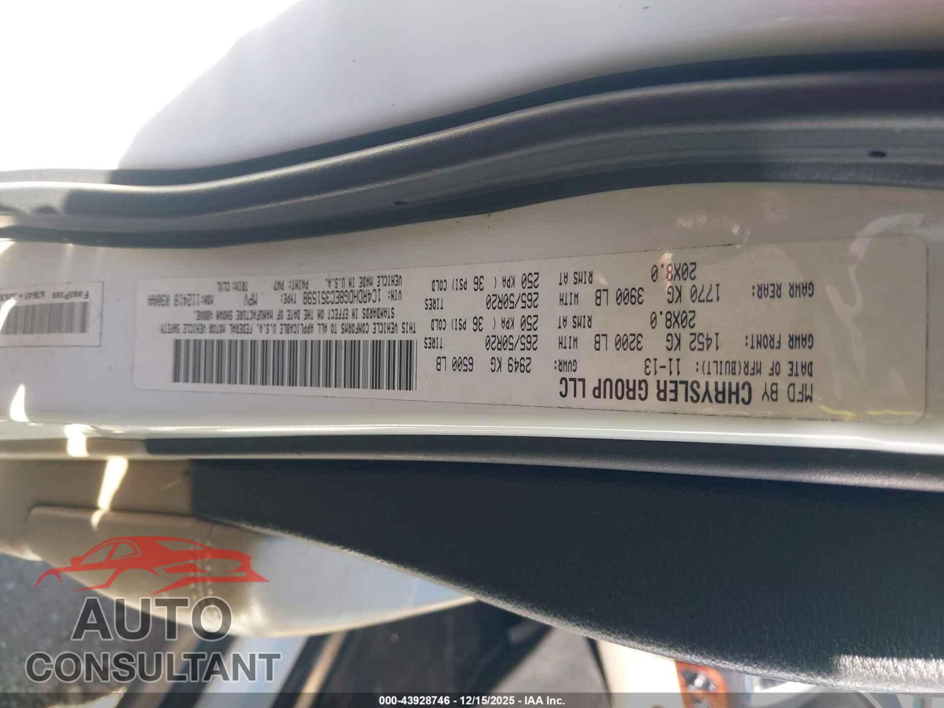 DODGE DURANGO 2014 - 1C4RDHDG8EC351598