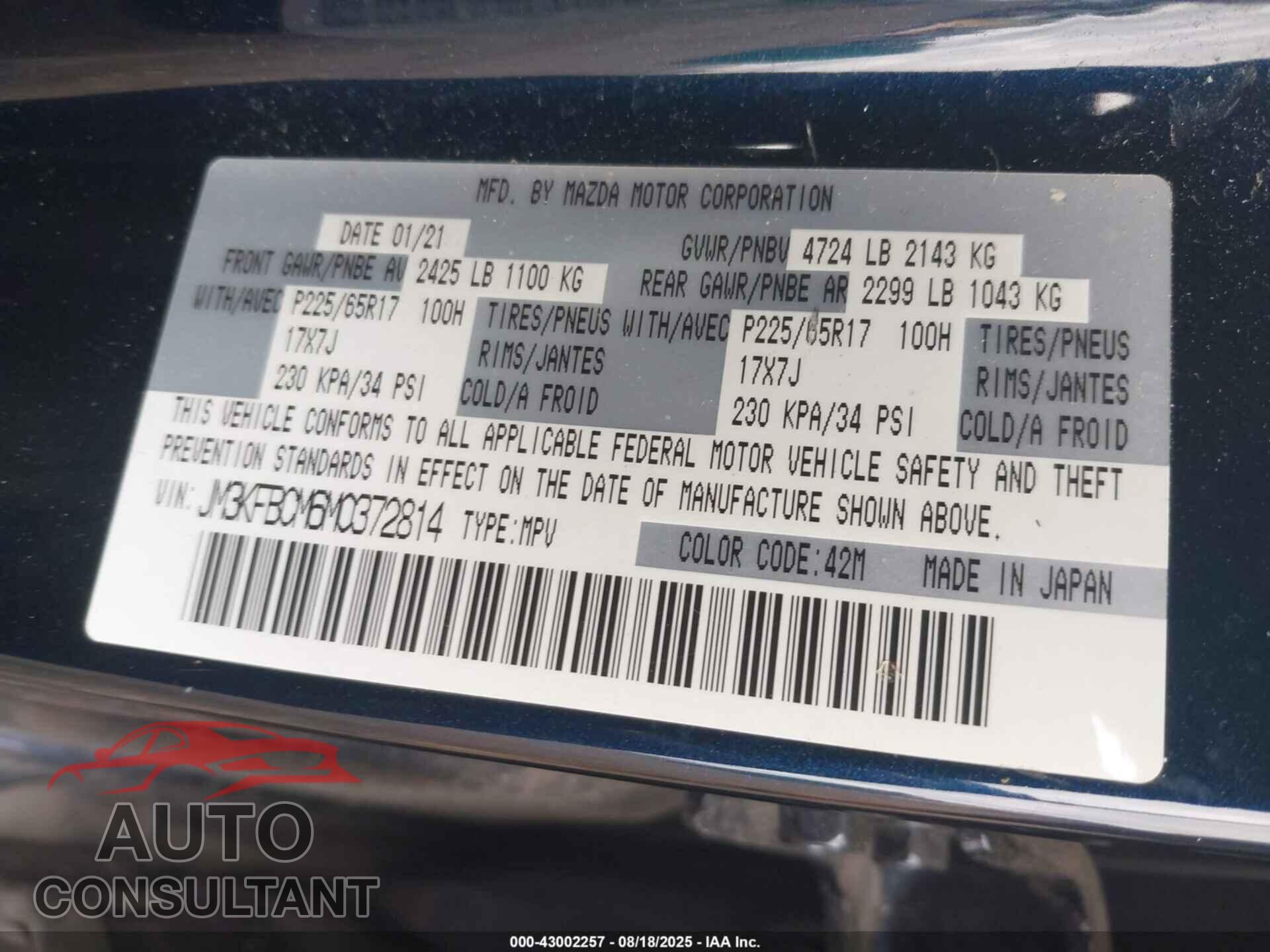 MAZDA CX-5 2021 - JM3KFBCM6M0372814