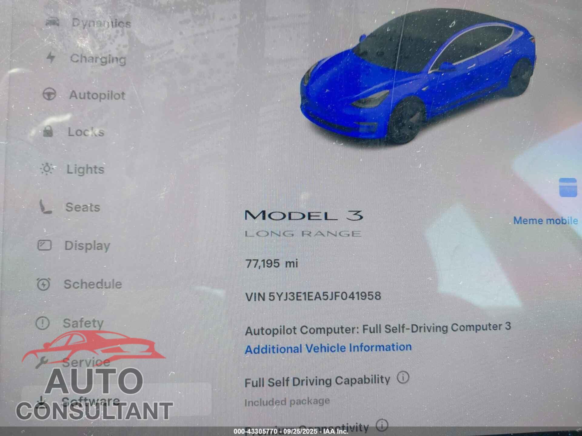 TESLA MODEL 3 2018 - 5YJ3E1EA5JF041958