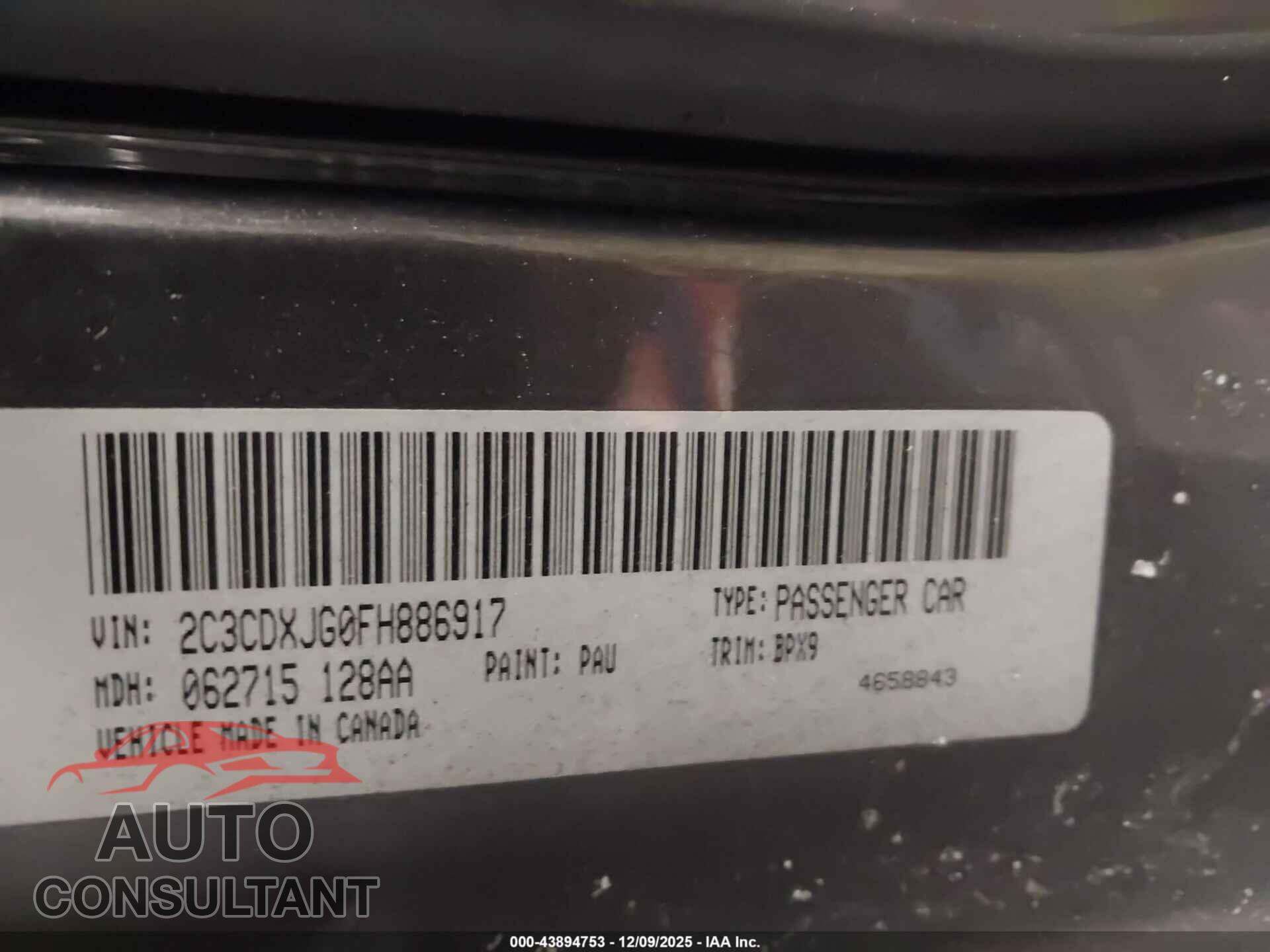 DODGE CHARGER 2015 - 2C3CDXJG0FH886917