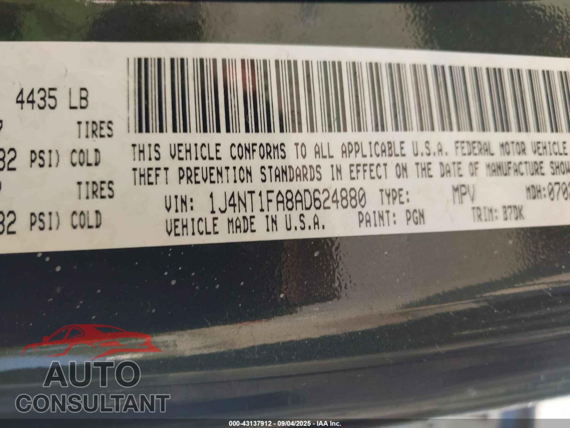 JEEP COMPASS 2010 - 1J4NT1FA8AD624880