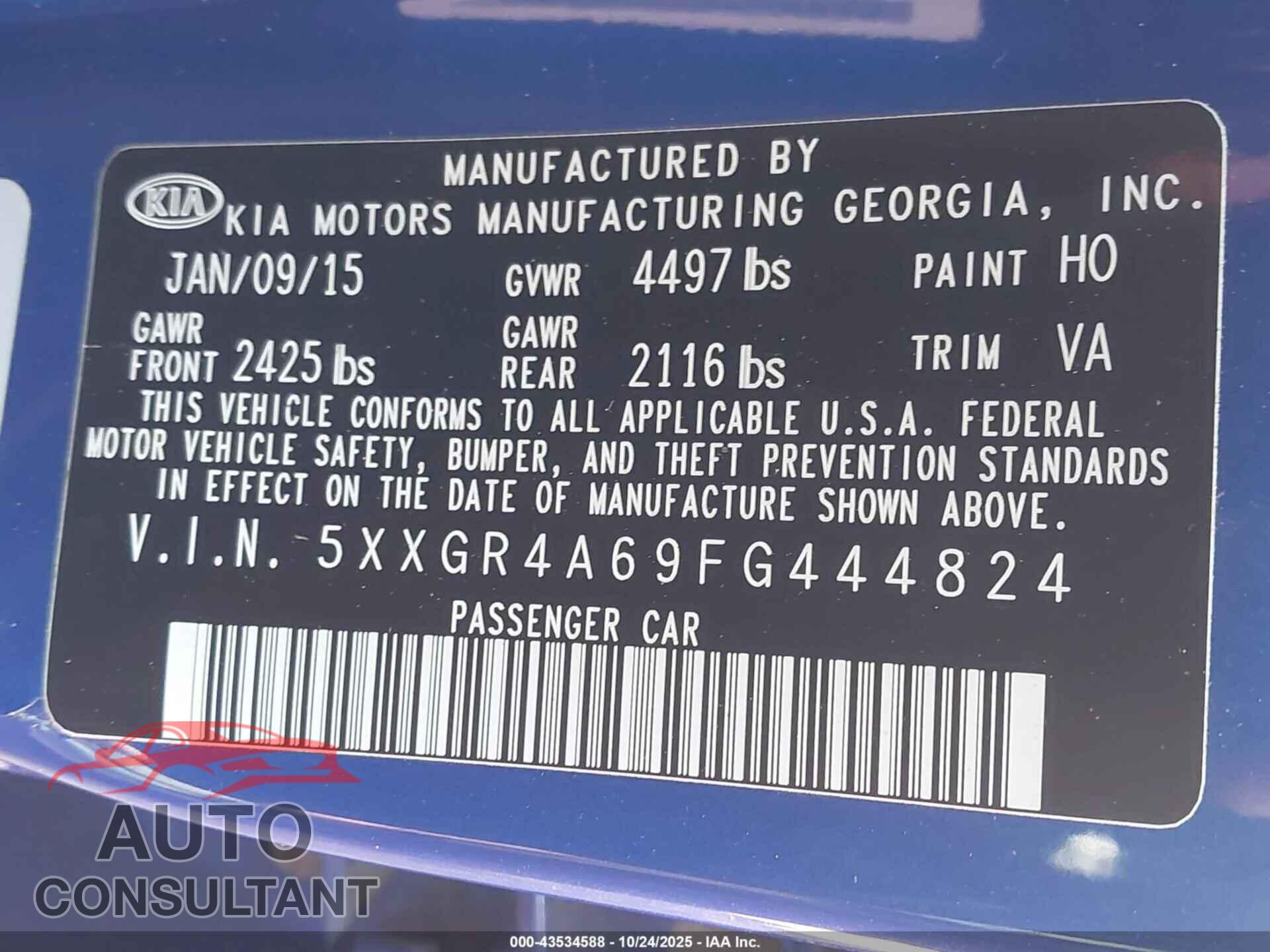 KIA OPTIMA 2015 - 5XXGR4A69FG444824