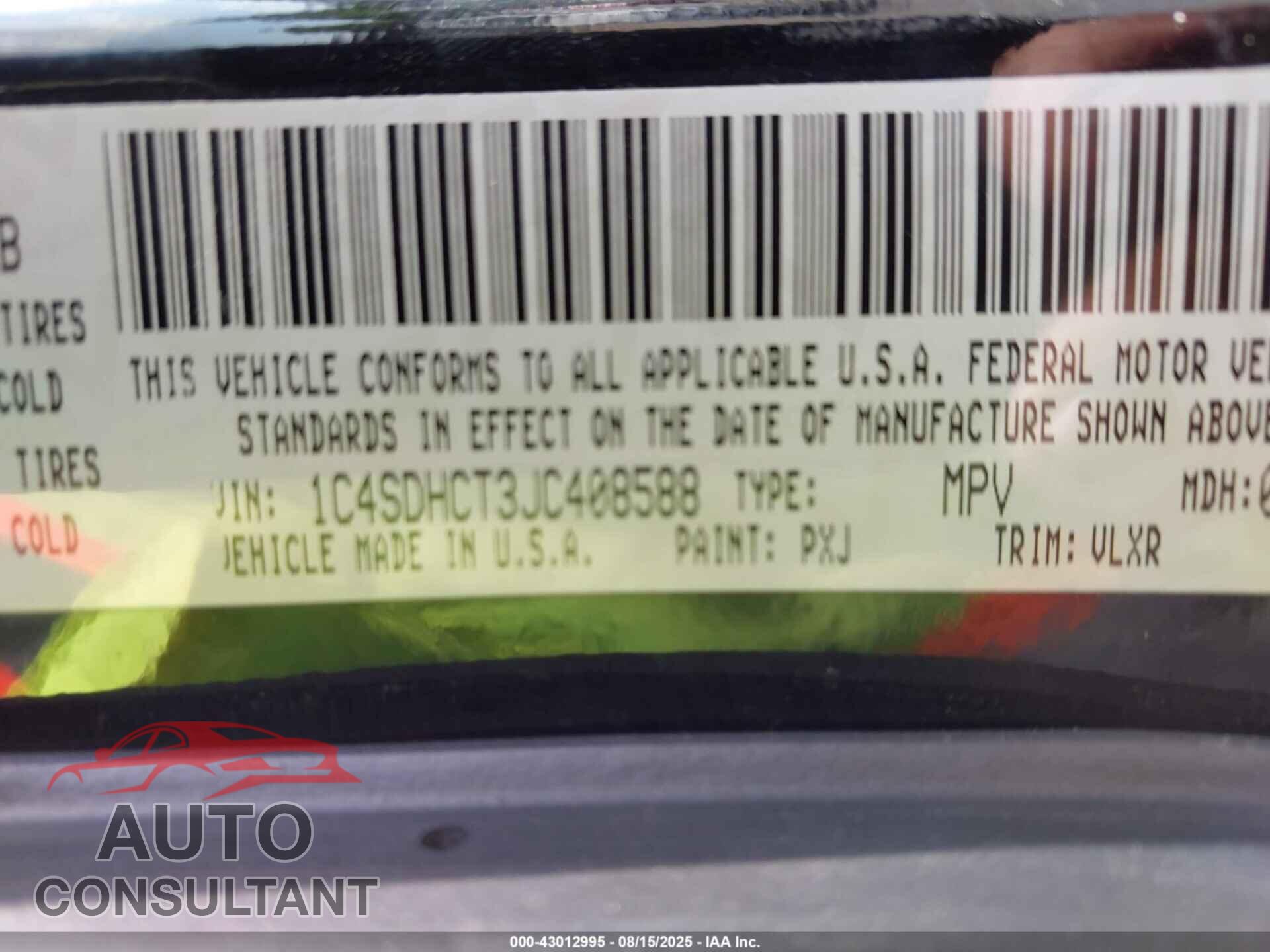 DODGE DURANGO 2018 - 1C4SDHCT3JC408588