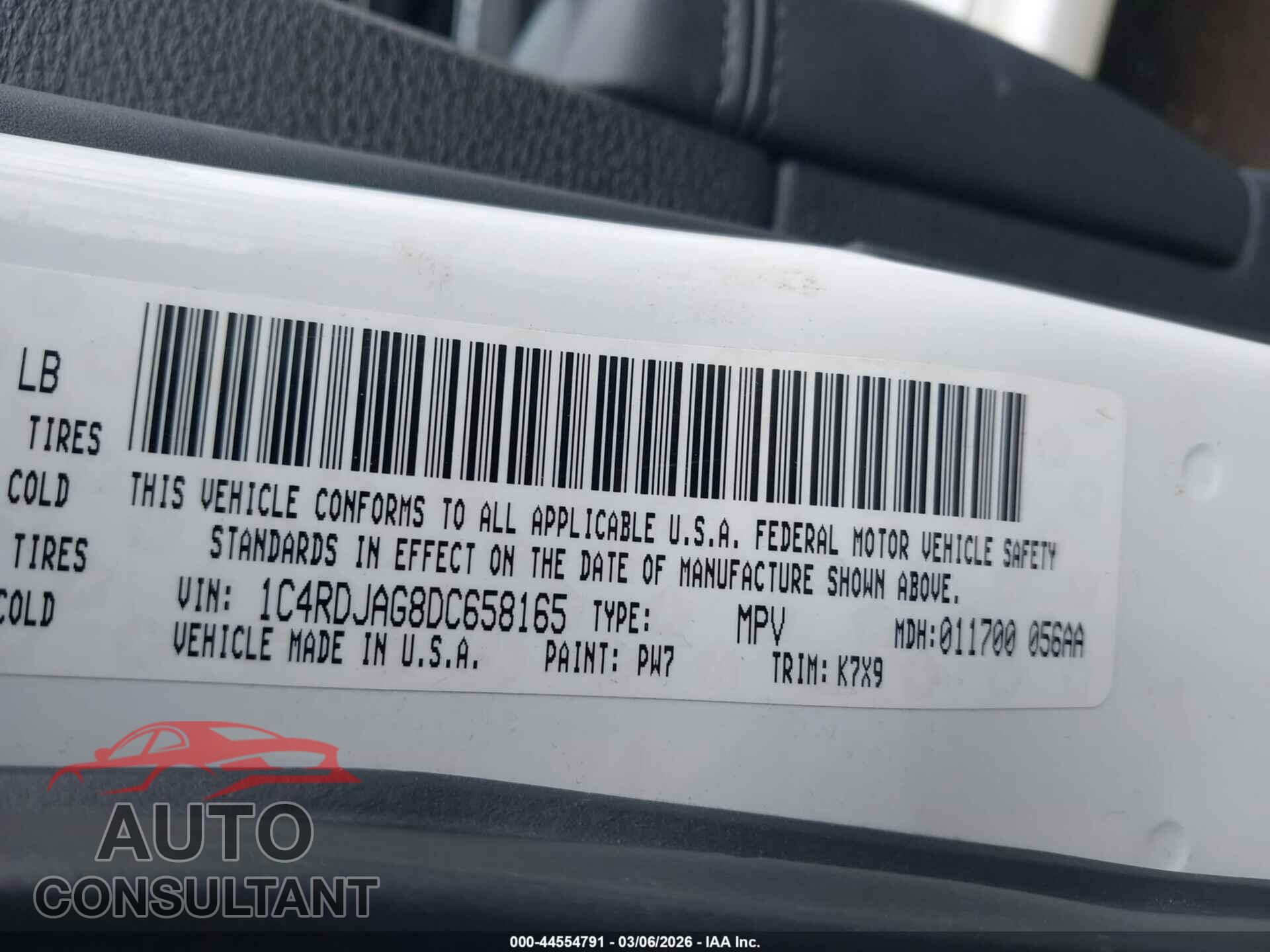 DODGE DURANGO 2013 - 1C4RDJAG8DC658165