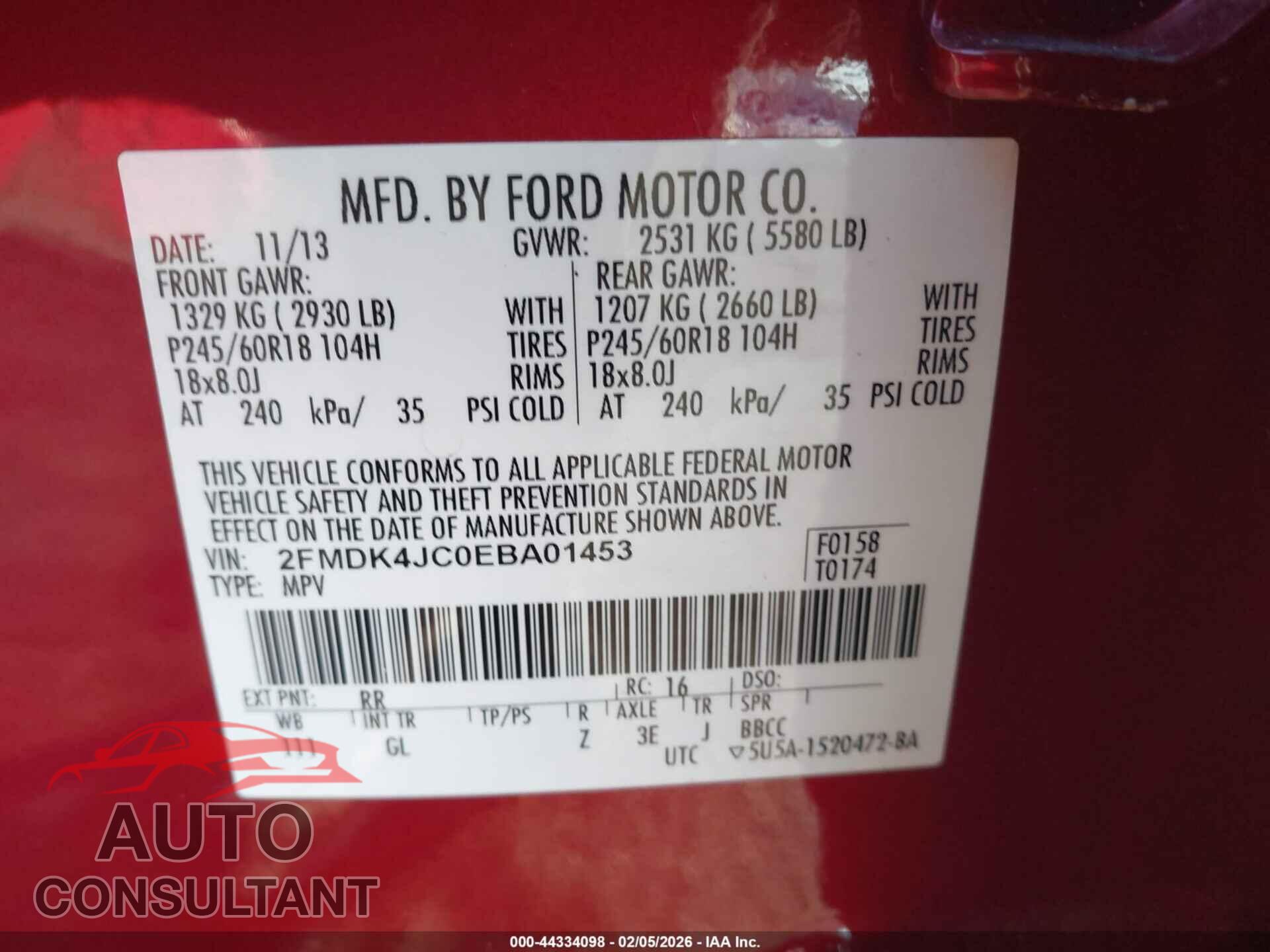 FORD EDGE 2014 - 2FMDK4JC0EBA01453