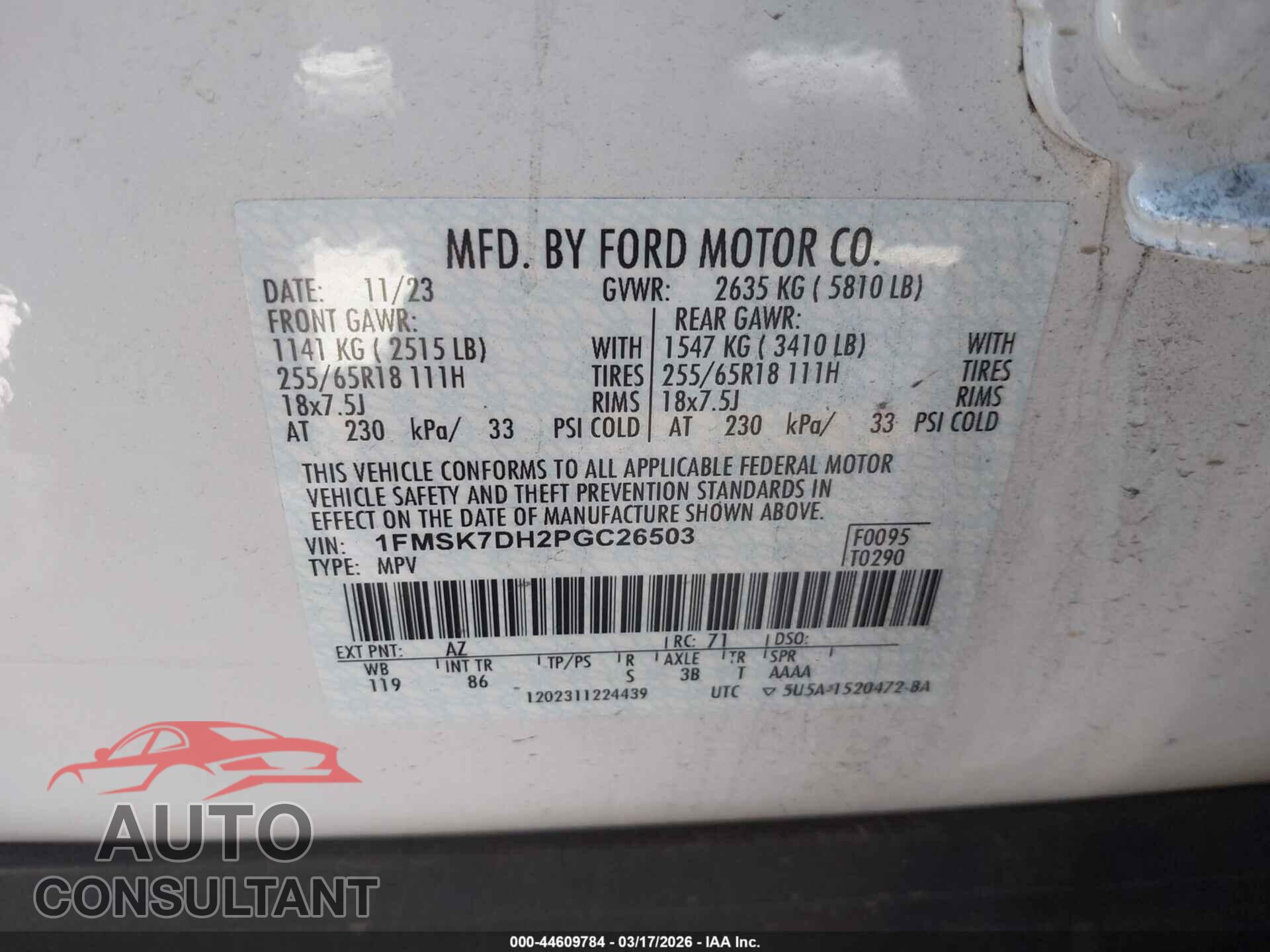 FORD EXPLORER 2023 - 1FMSK7DH2PGC26503
