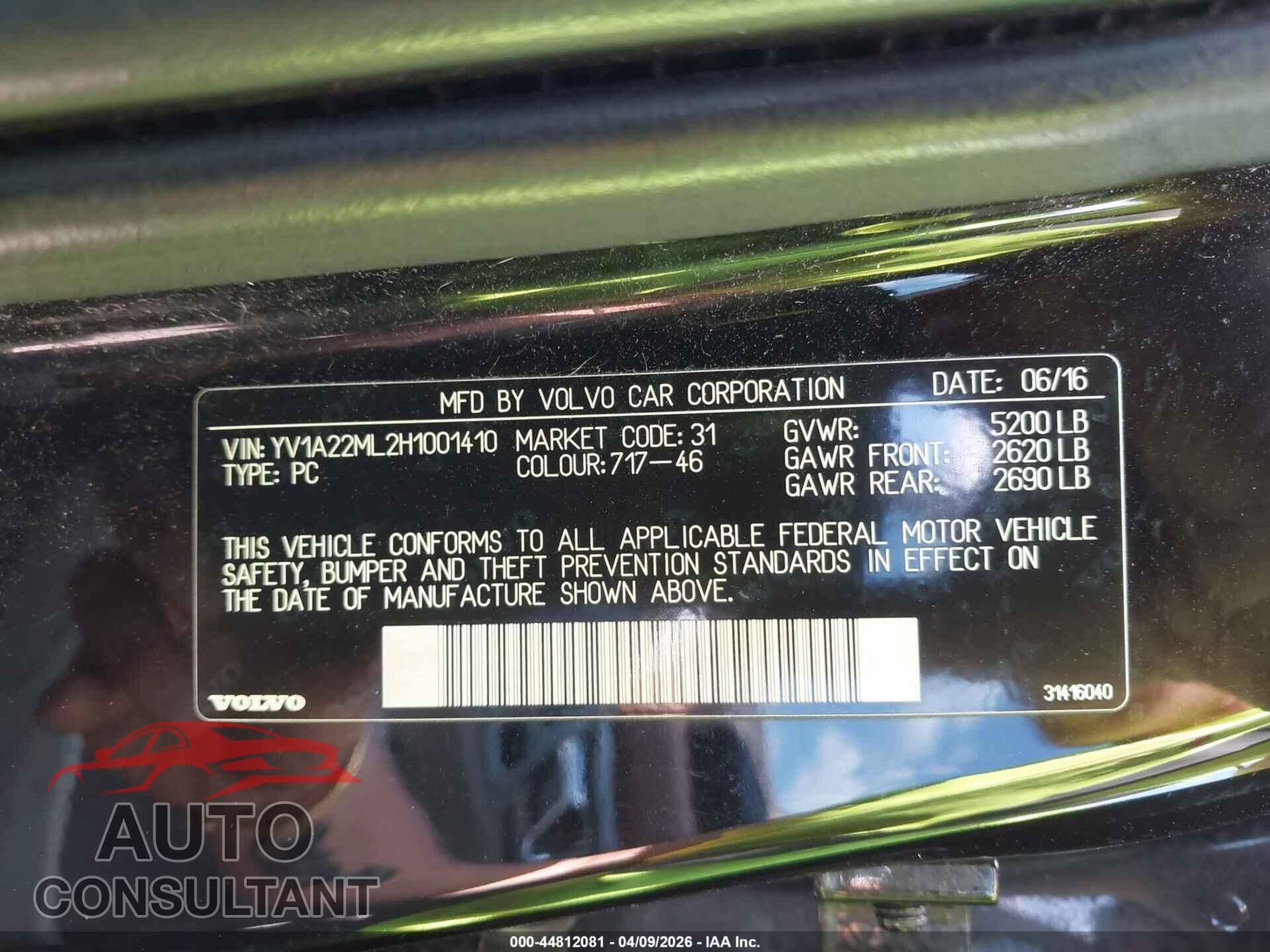 VOLVO S90 2017 - YV1A22ML2H1001410