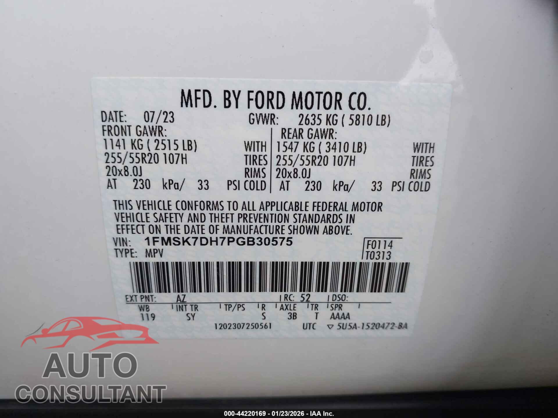 FORD EXPLORER 2023 - 1FMSK7DH7PGB30575