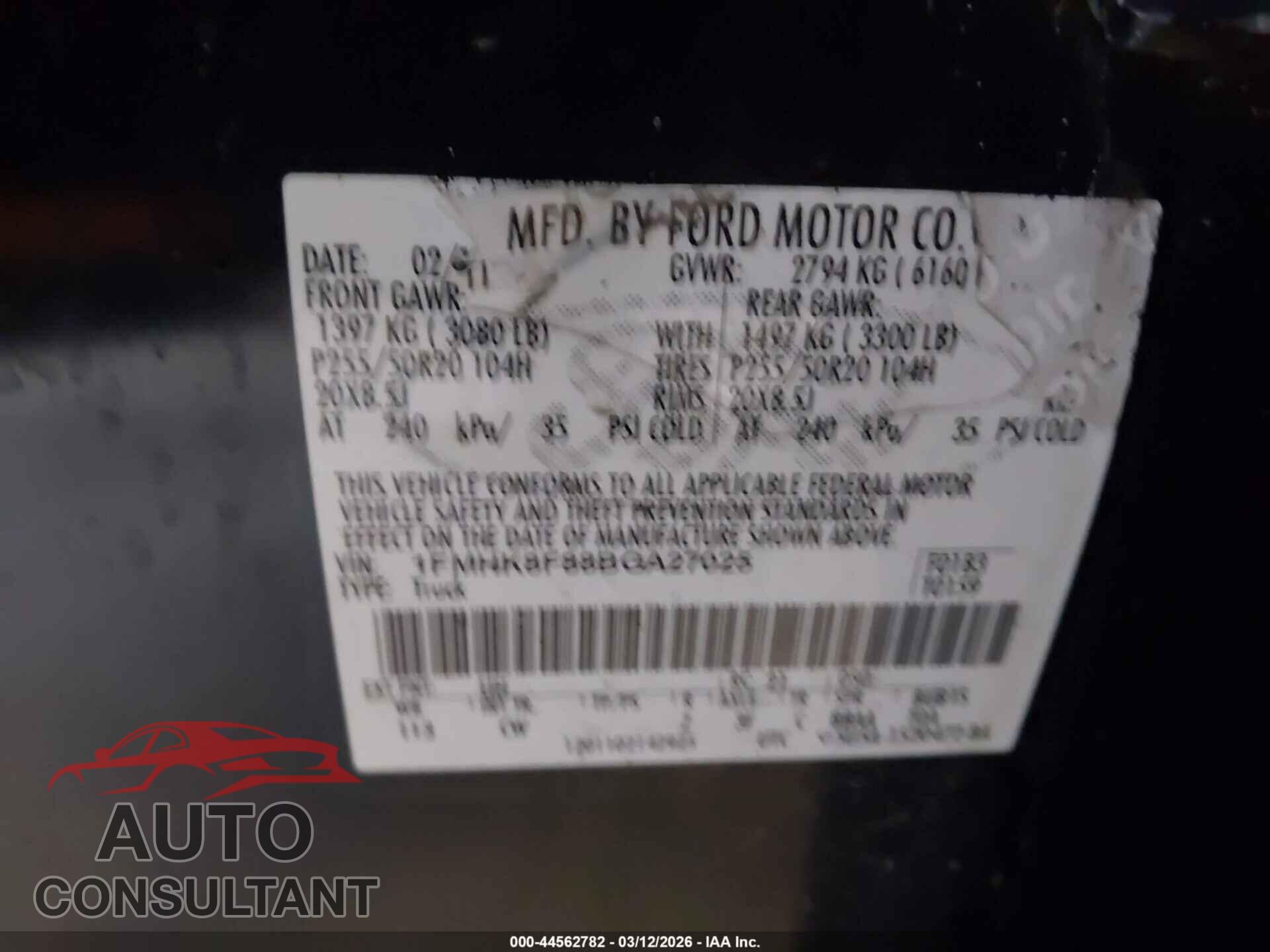 FORD EXPLORER 2011 - 1FMHK8F88BGA27025