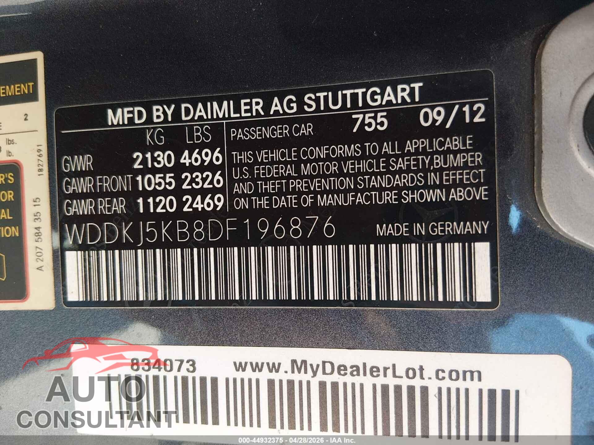 MERCEDES-BENZ E 350 2013 - WDDKJ5KB8DF196876