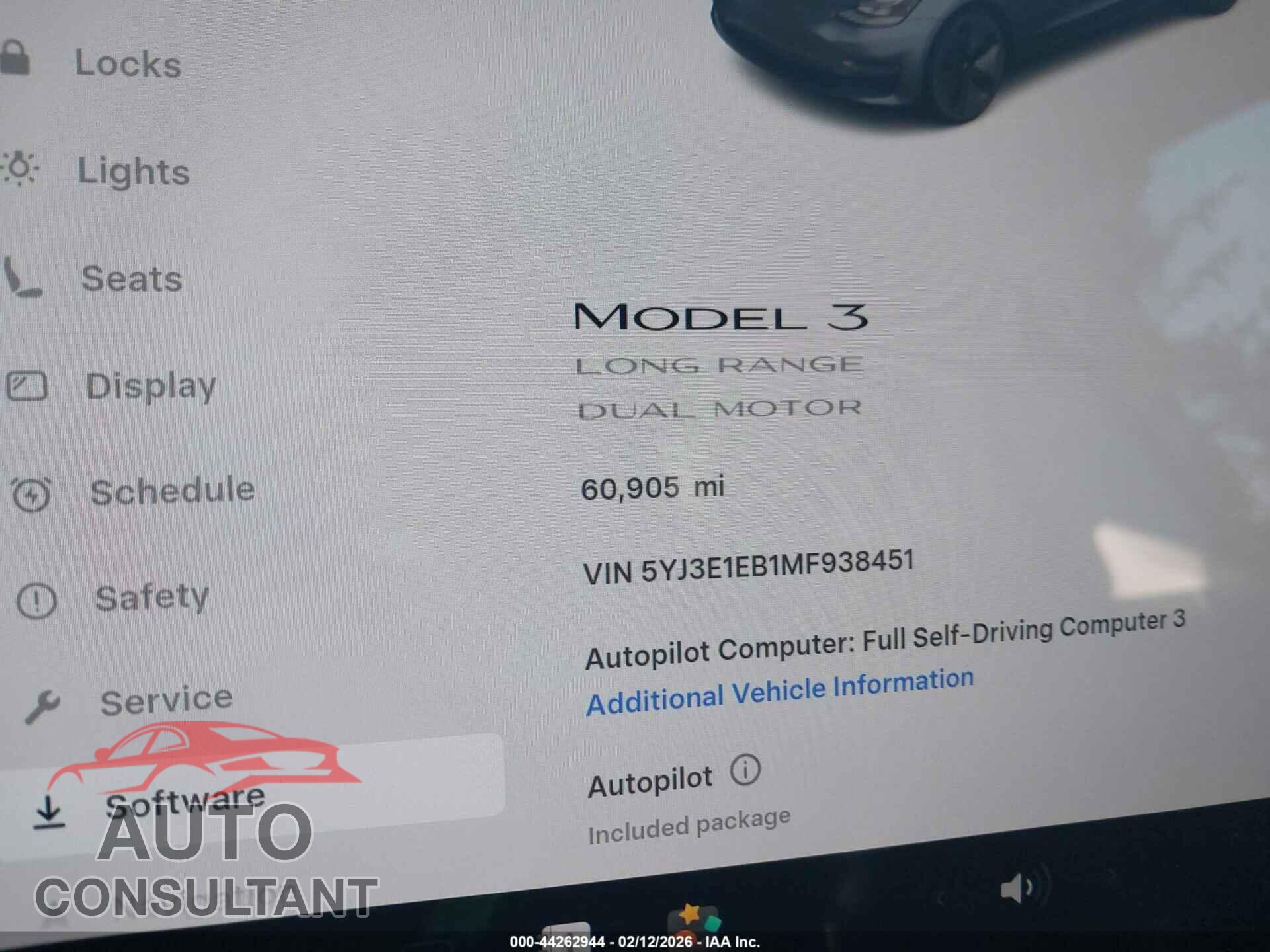 TESLA MODEL 3 2021 - 5YJ3E1EB1MF938451