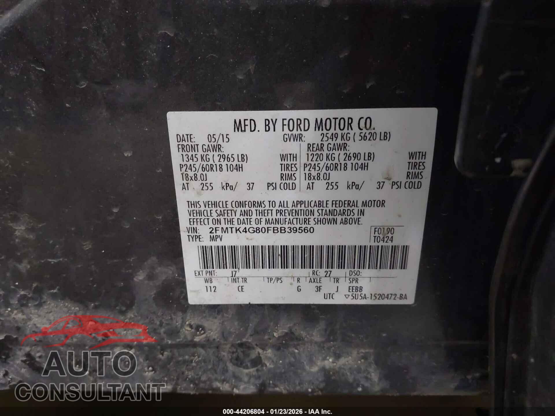 FORD EDGE 2015 - 2FMTK4G80FBB39560