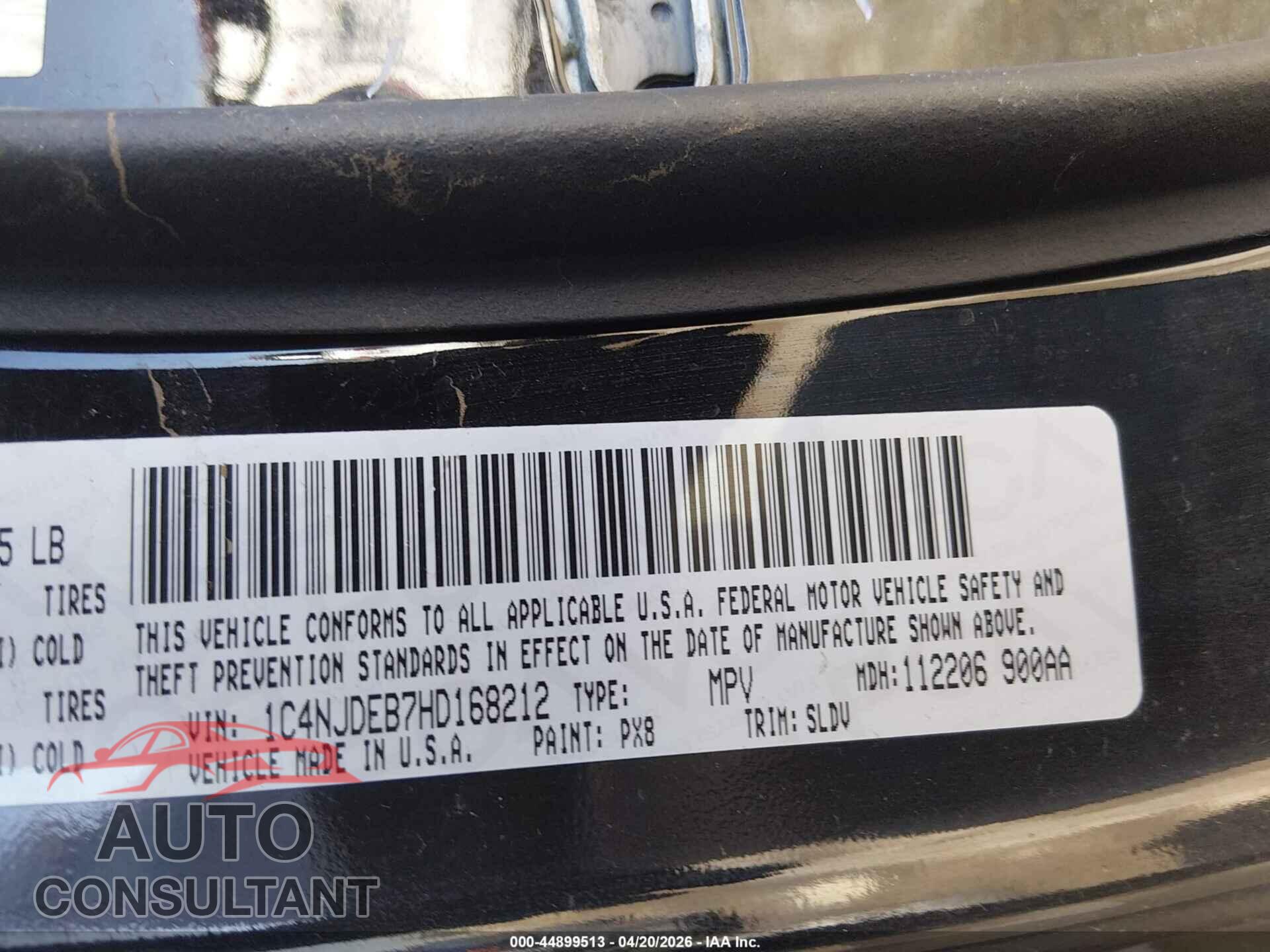 JEEP COMPASS 2017 - 1C4NJDEB7HD168212