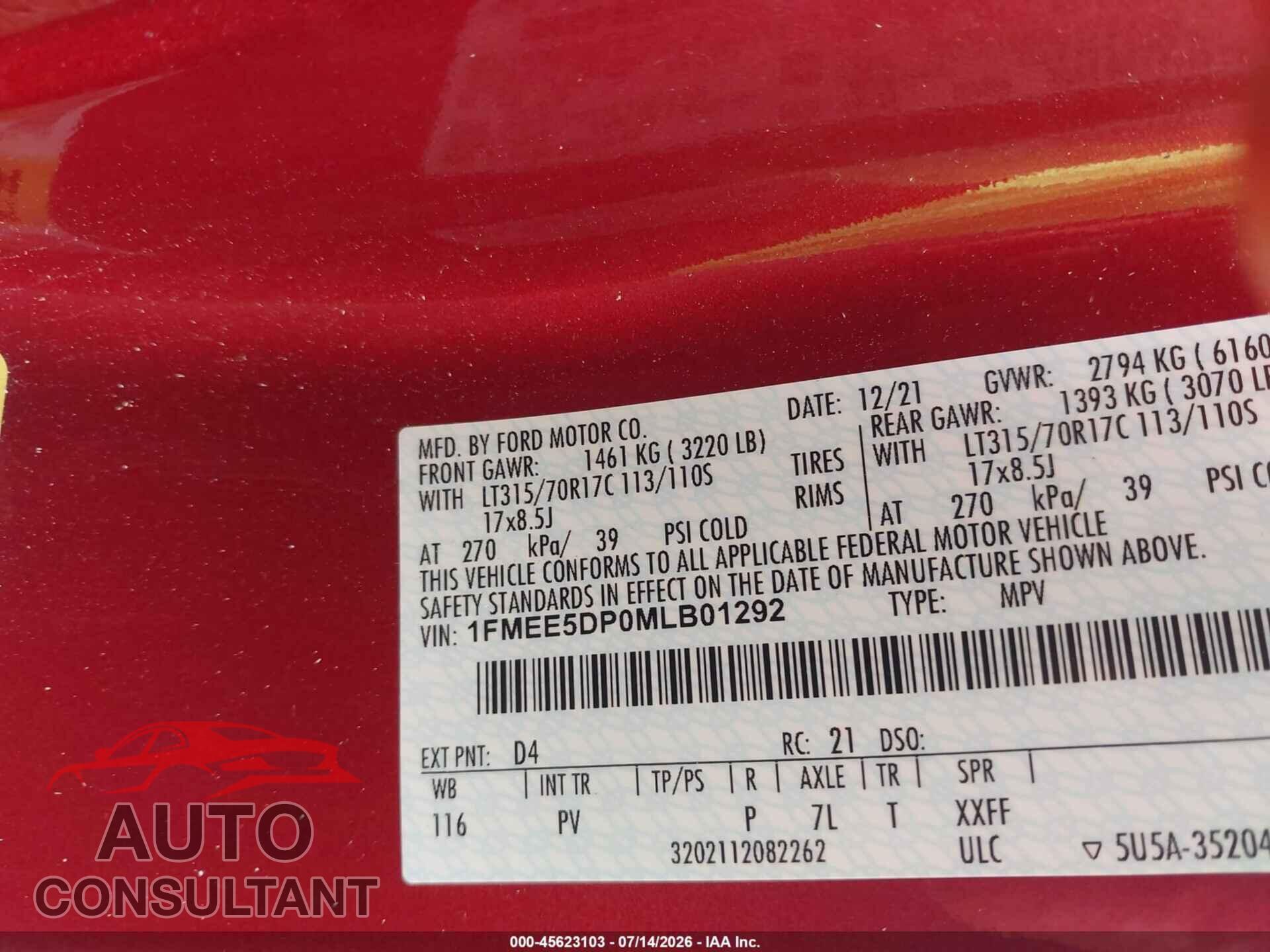 FORD BRONCO 2021 - 1FMEE5DP0MLB01292