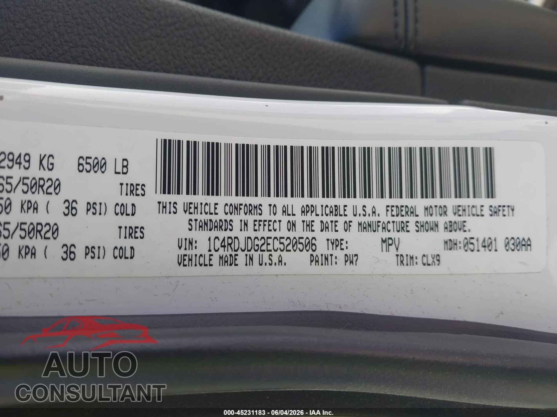 DODGE DURANGO 2014 - 1C4RDJDG2EC520506