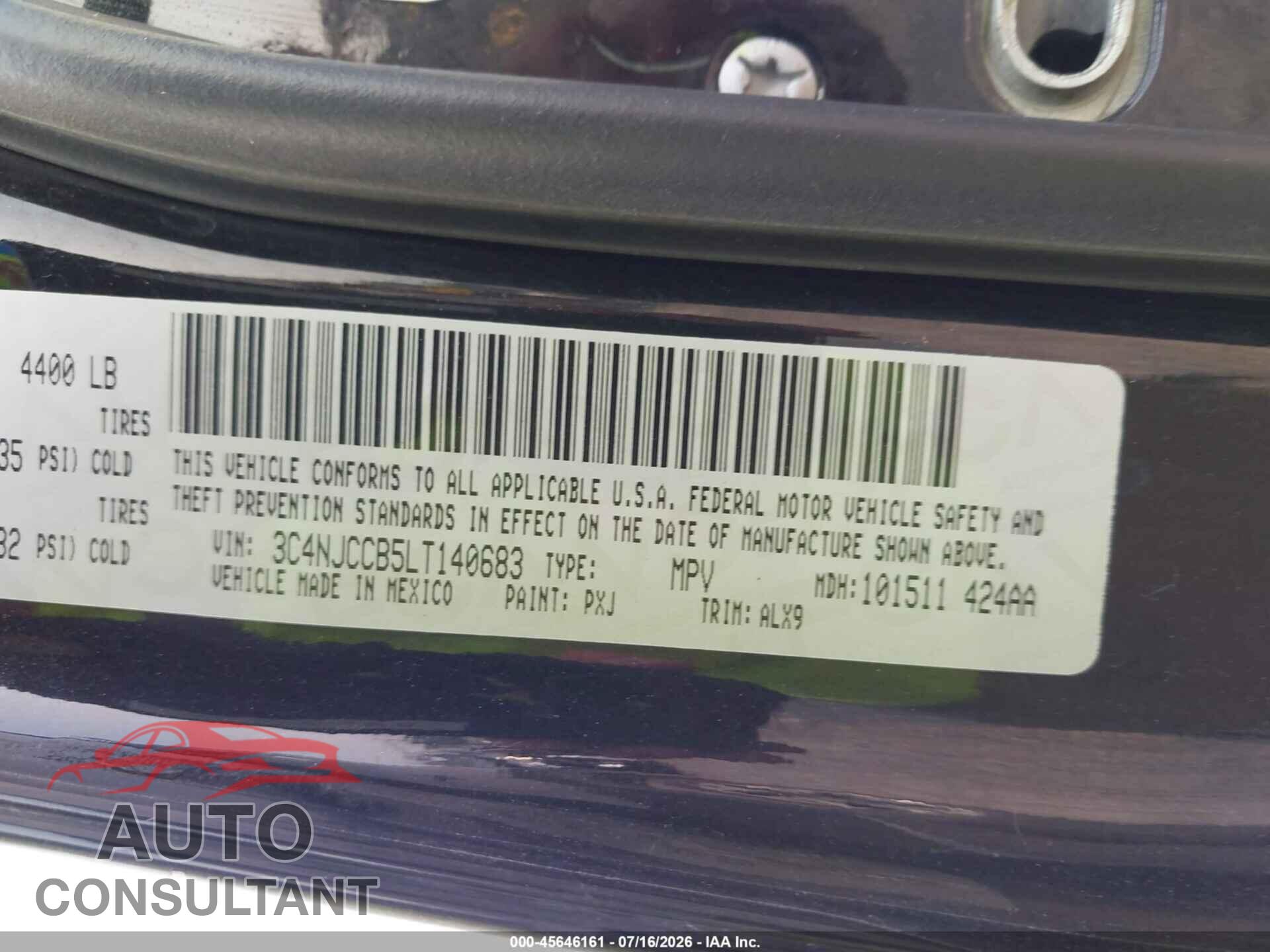 JEEP COMPASS 2020 - 3C4NJCCB5LT140683
