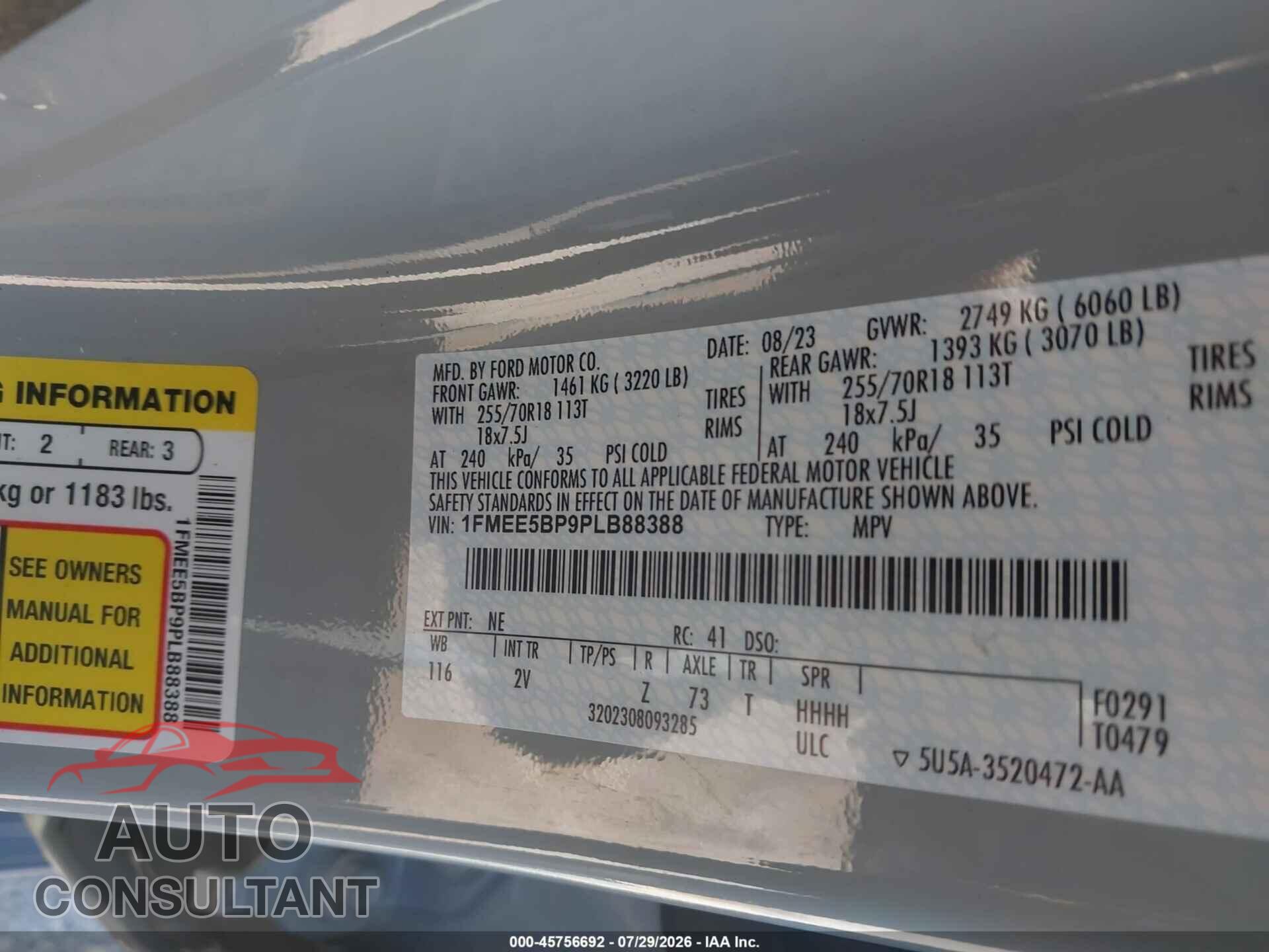 FORD BRONCO 2023 - 1FMEE5BP9PLB88388