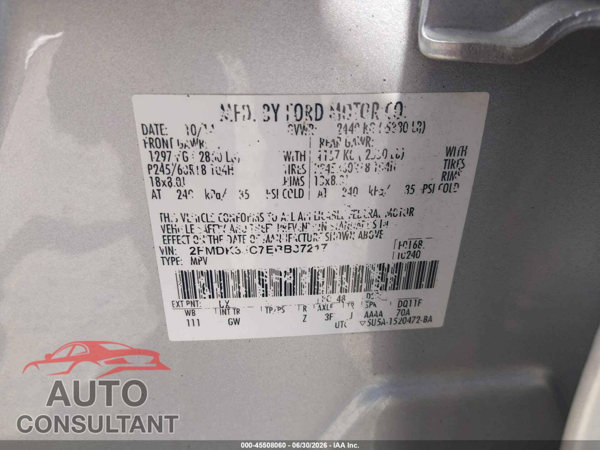 FORD EDGE 2014 - 2FMDK3JC7EBB37217