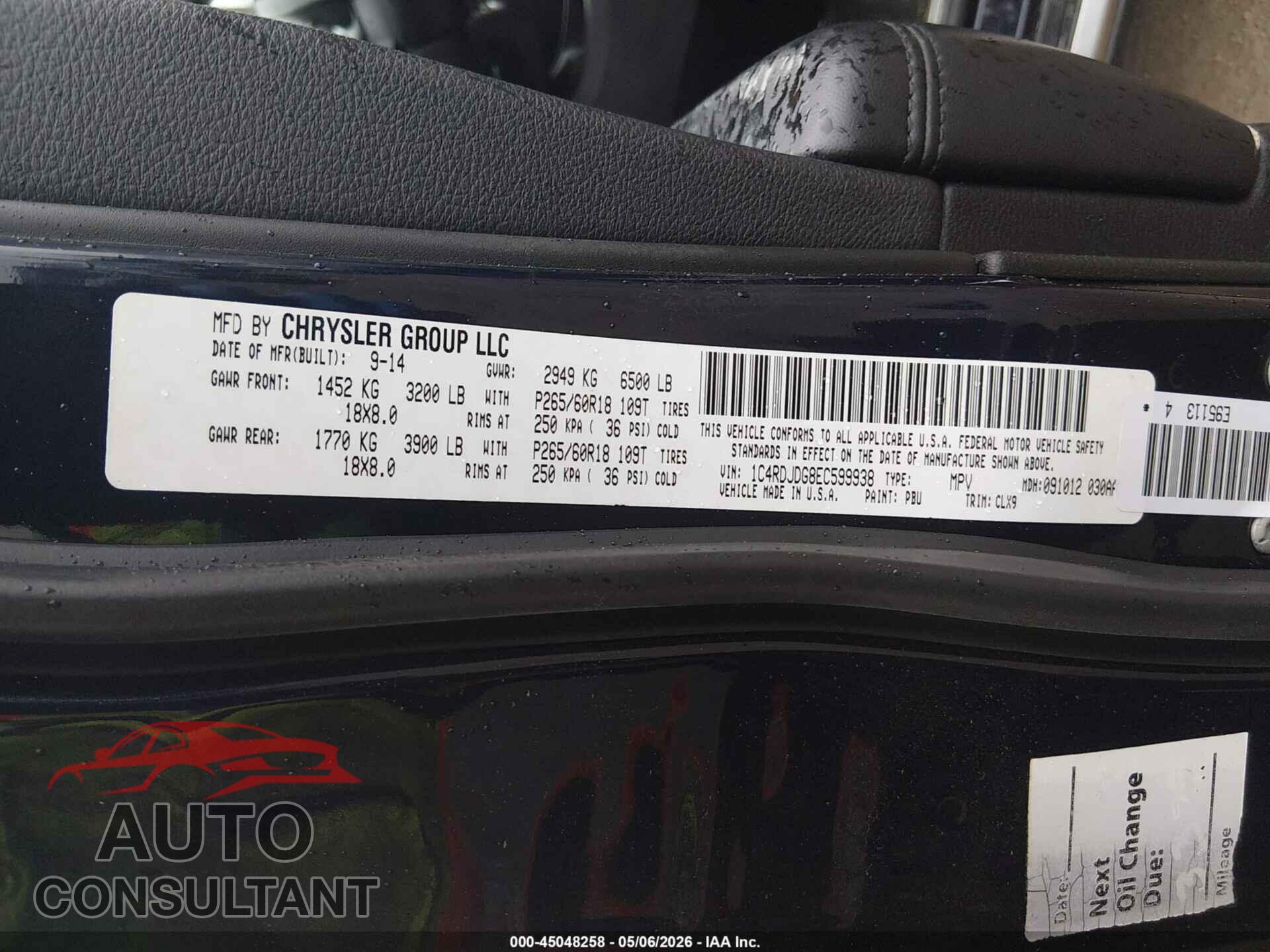 DODGE DURANGO 2014 - 1C4RDJDG8EC599938