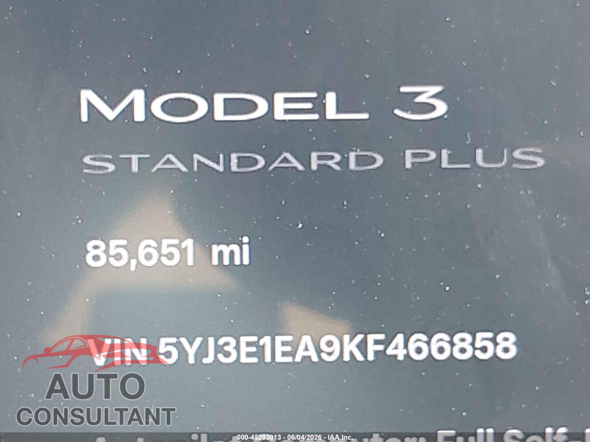 TESLA MODEL 3 2019 - 5YJ3E1EA9KF466858