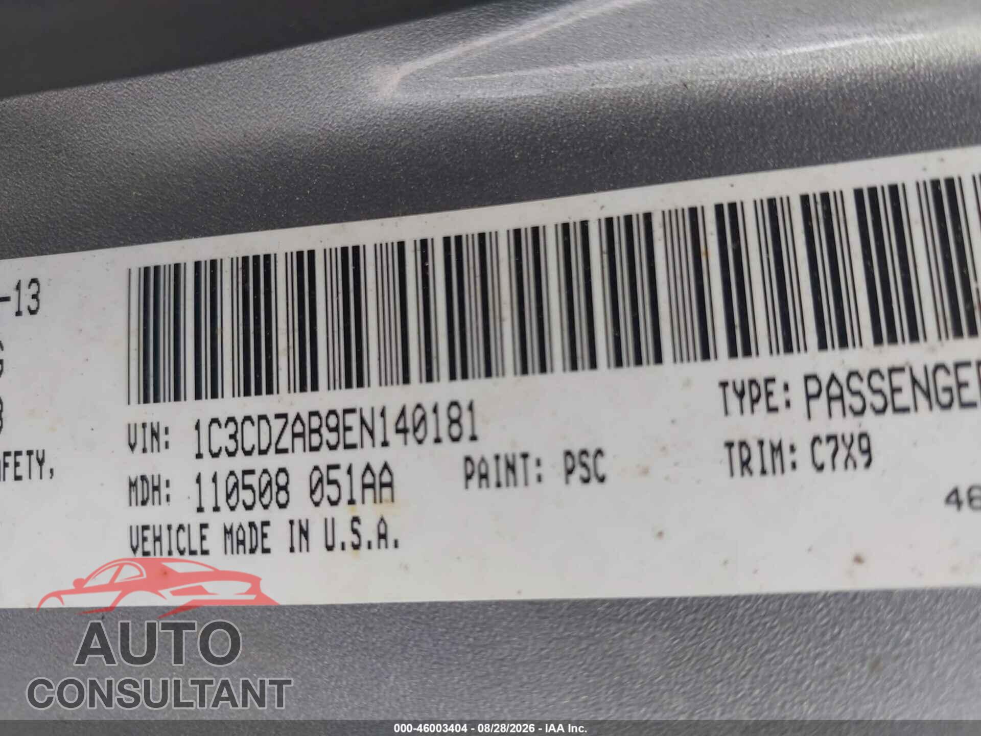 DODGE AVENGER 2014 - 1C3CDZAB9EN140181