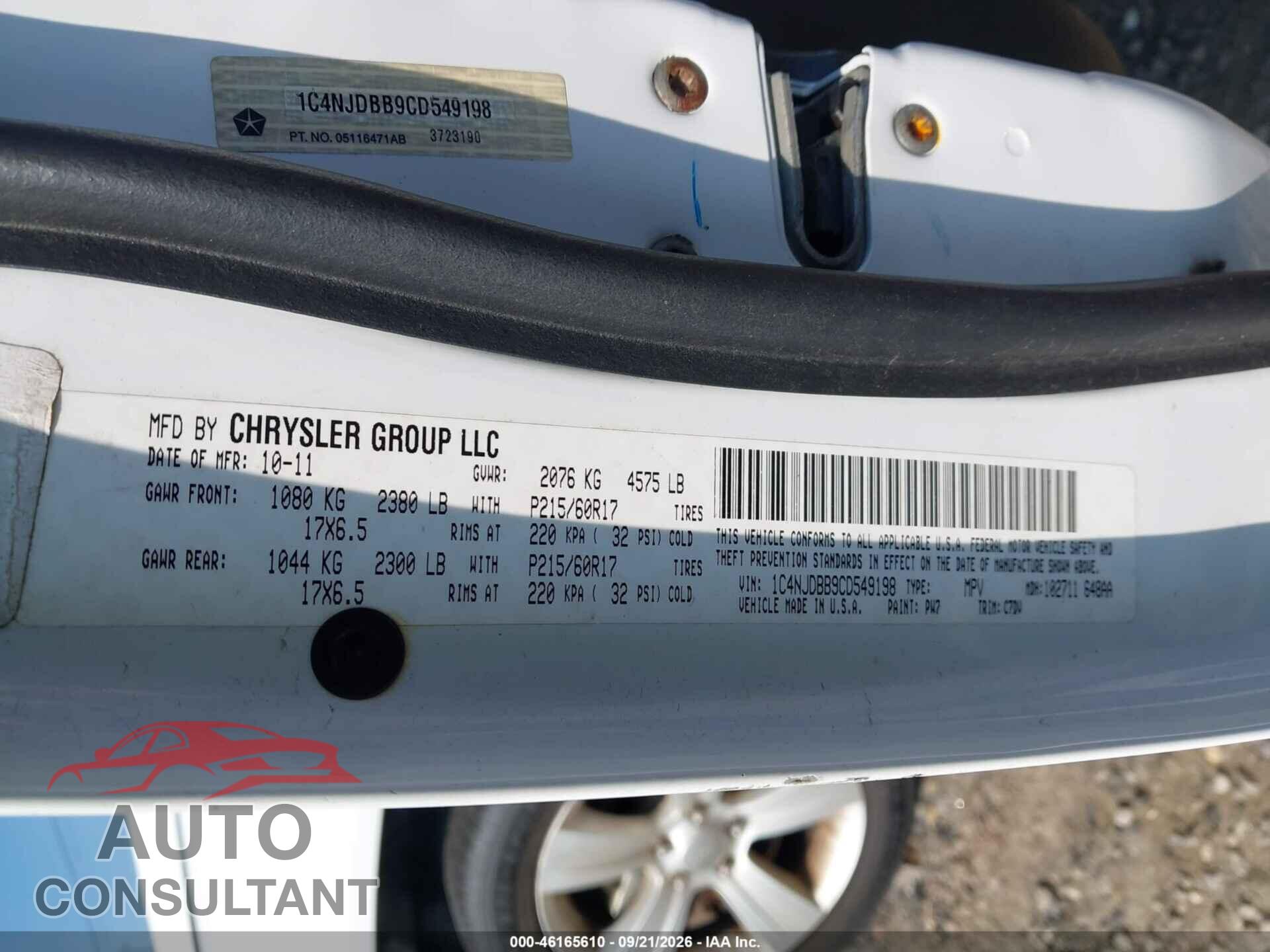 JEEP COMPASS 2012 - 1C4NJDBB9CD549198