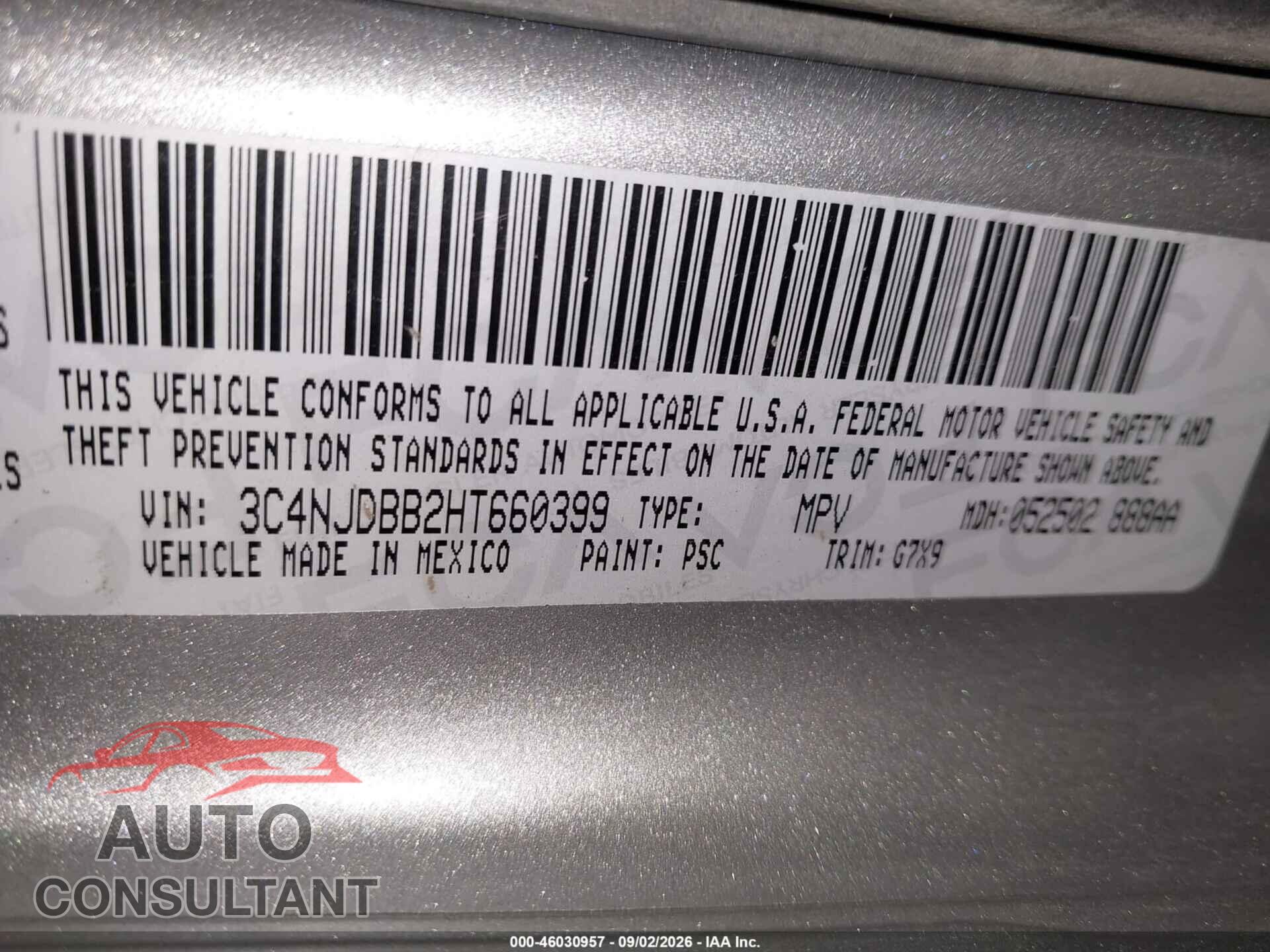 JEEP NEW COMPASS 2017 - 3C4NJDBB2HT660399