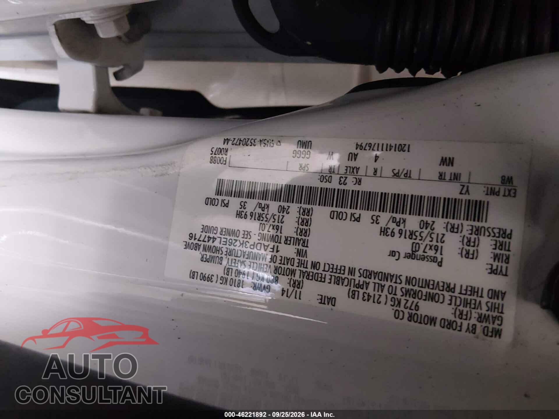 FORD FOCUS 2014 - 1FADP3K26EL447716