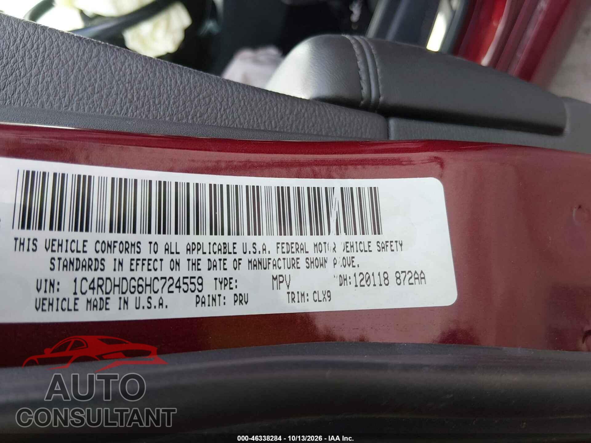 DODGE DURANGO 2017 - 1C4RDHDG6HC724559