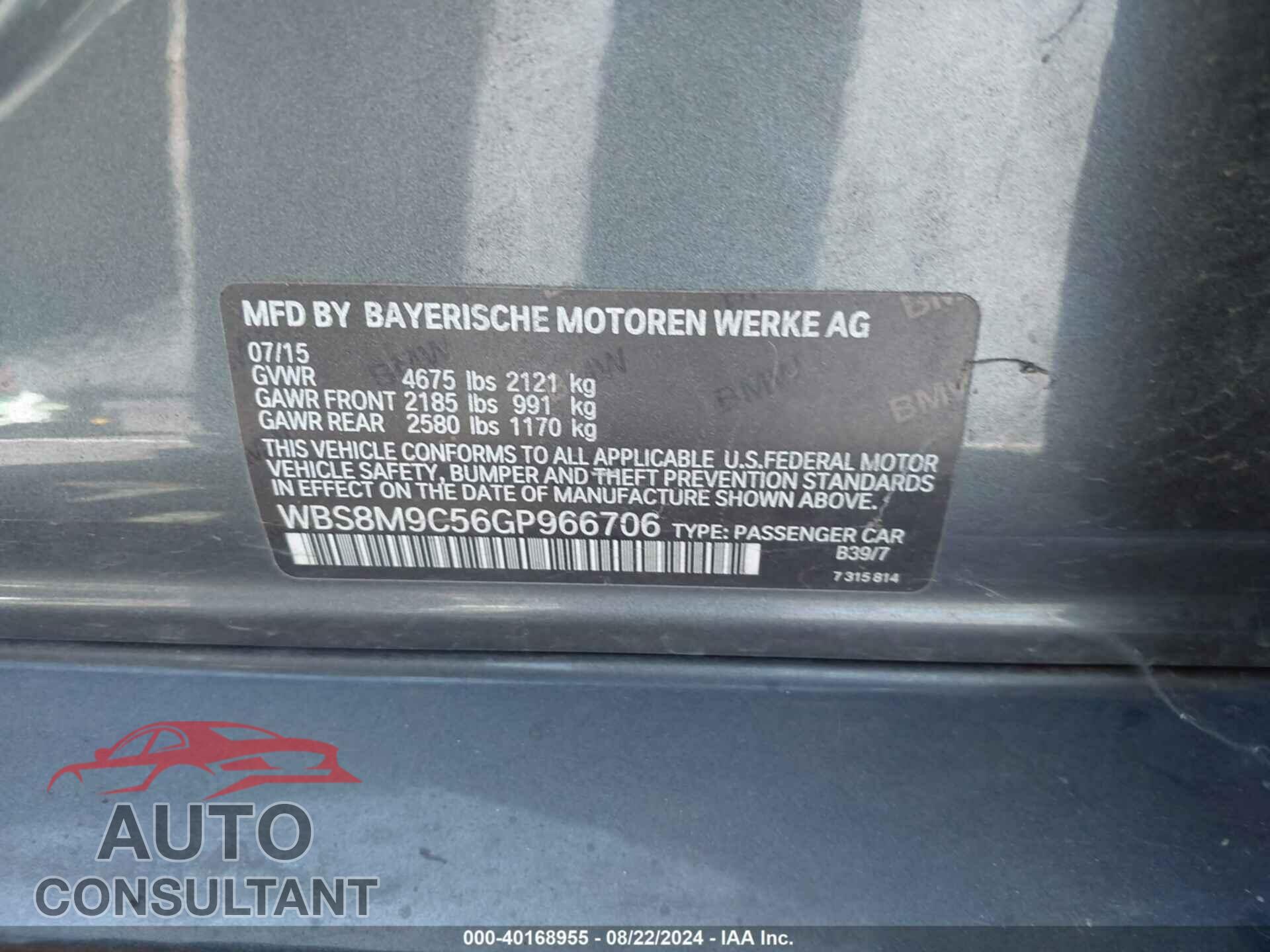 BMW M3 2016 - WBS8M9C56GP966706