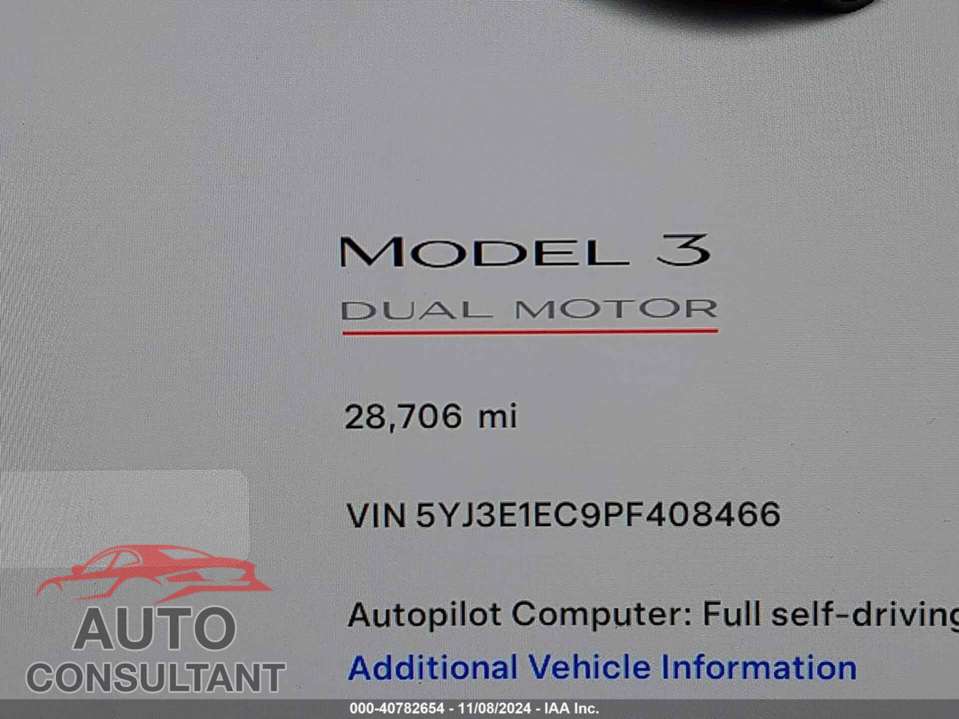 TESLA MODEL 3 2023 - 5YJ3E1EC9PF408466