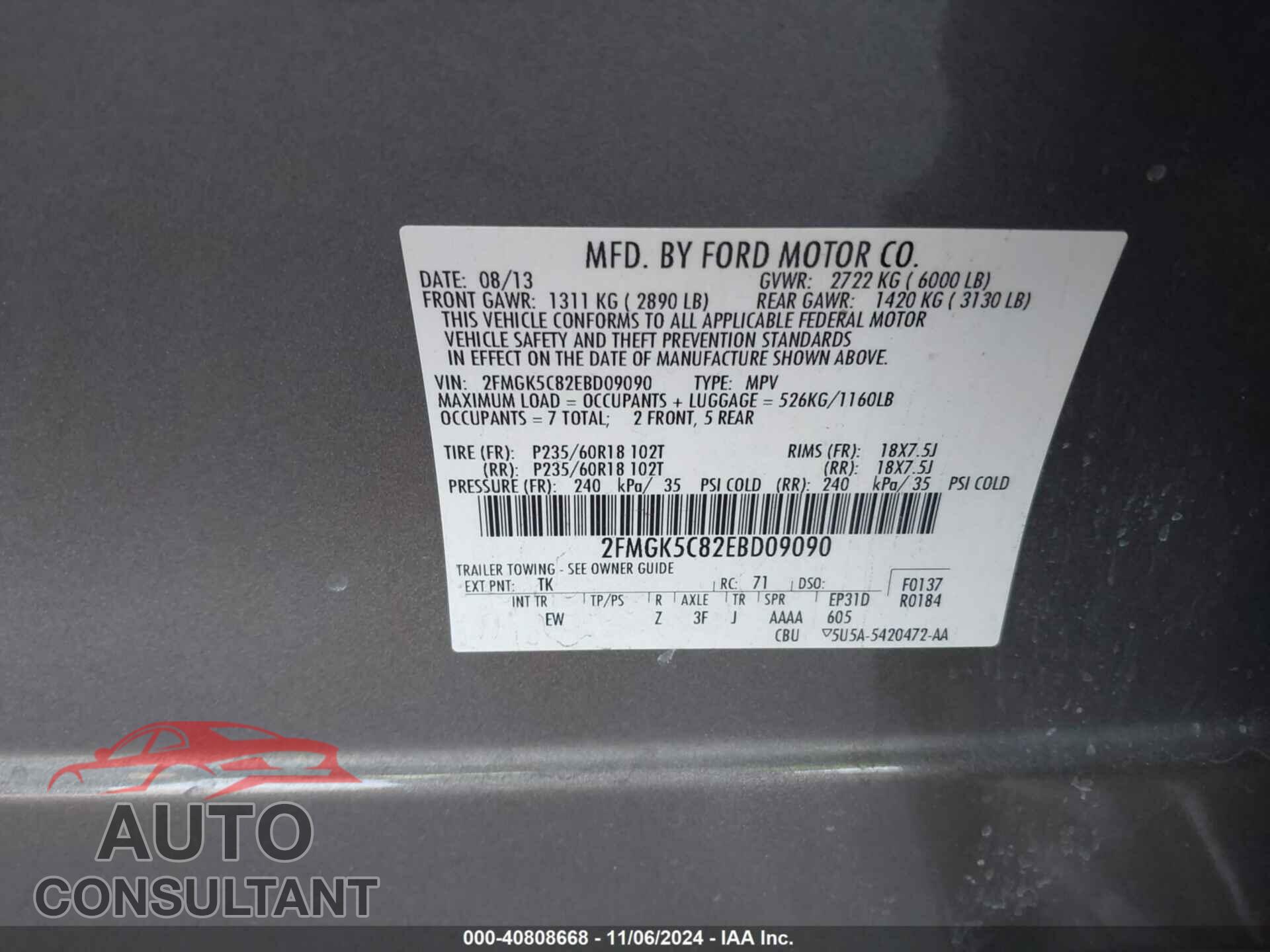 FORD FLEX 2014 - 2FMGK5C82EBD09090
