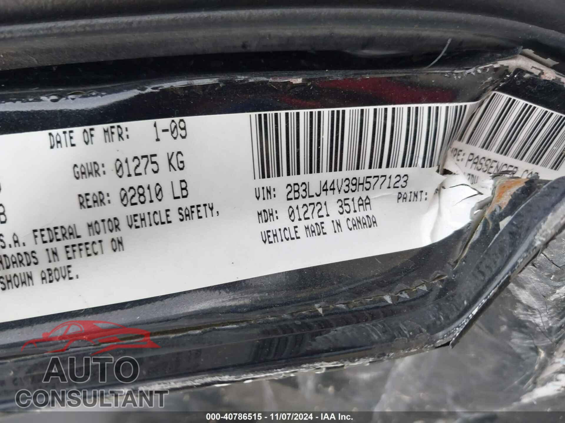 DODGE CHALLENGER 2009 - 2B3LJ44V39H577123