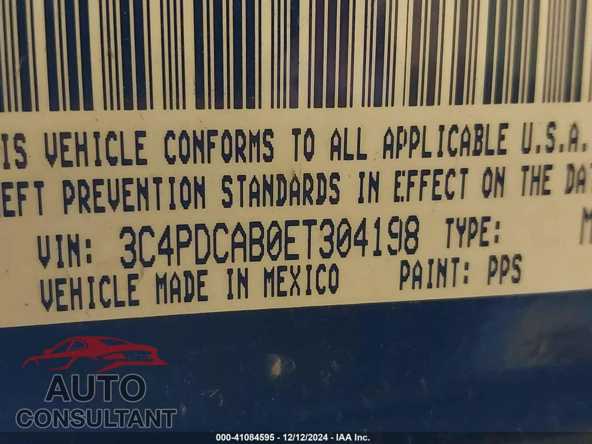 DODGE JOURNEY 2014 - 3C4PDCAB0ET304198