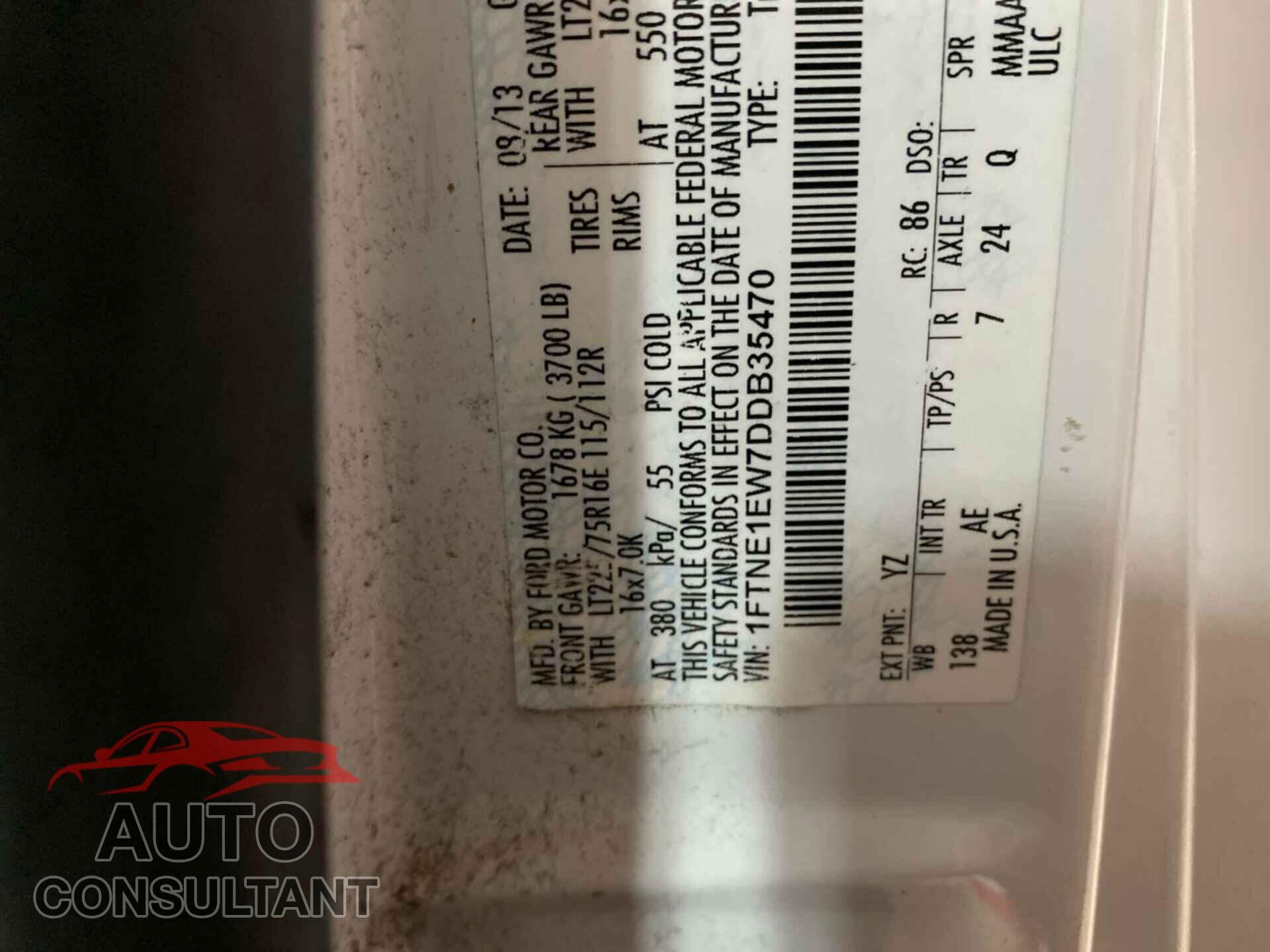 FORD E-150 2013 - 1FTNE1EW7DDB35470