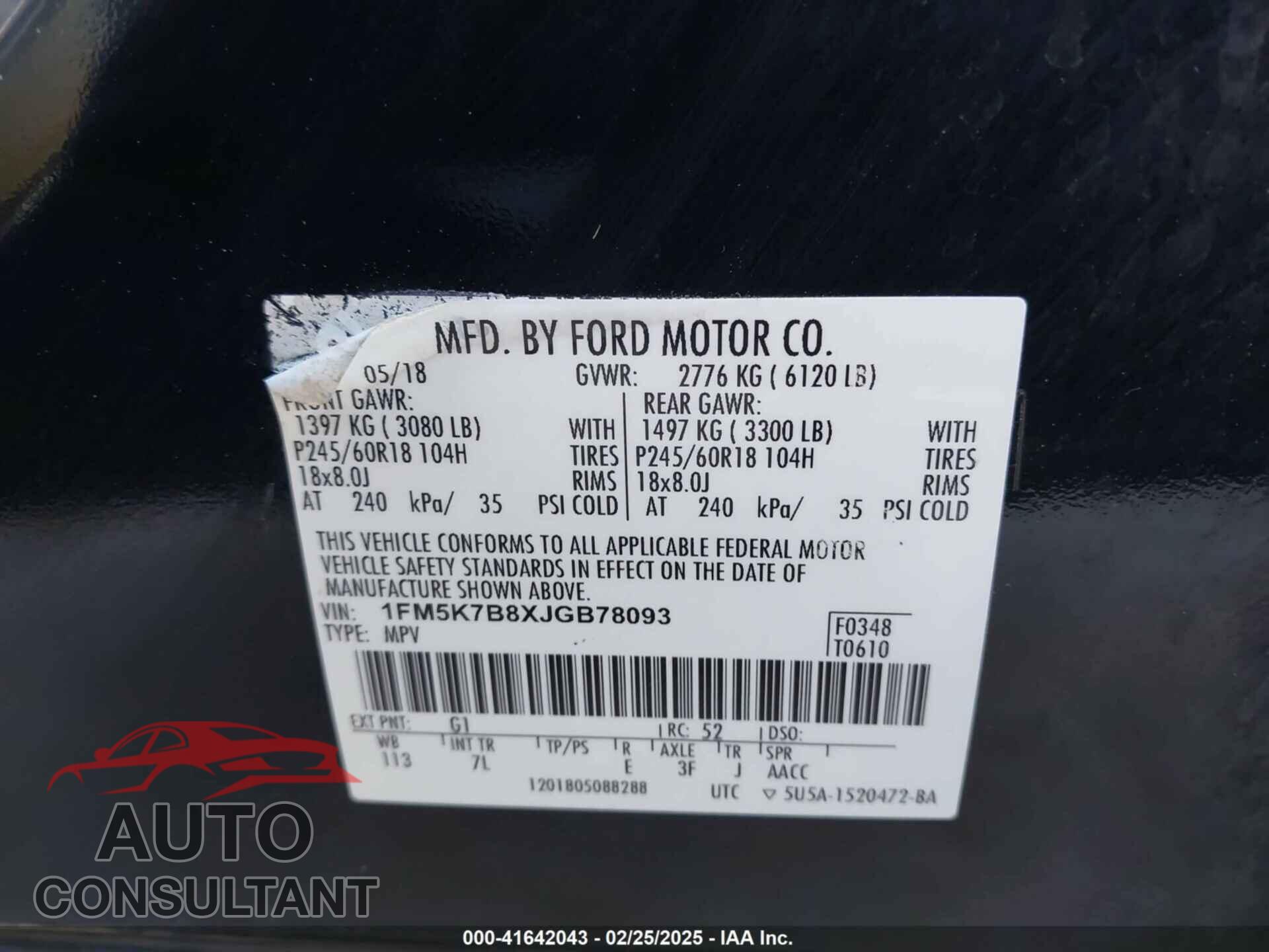 FORD EXPLORER 2018 - 1FM5K7B8XJGB78093