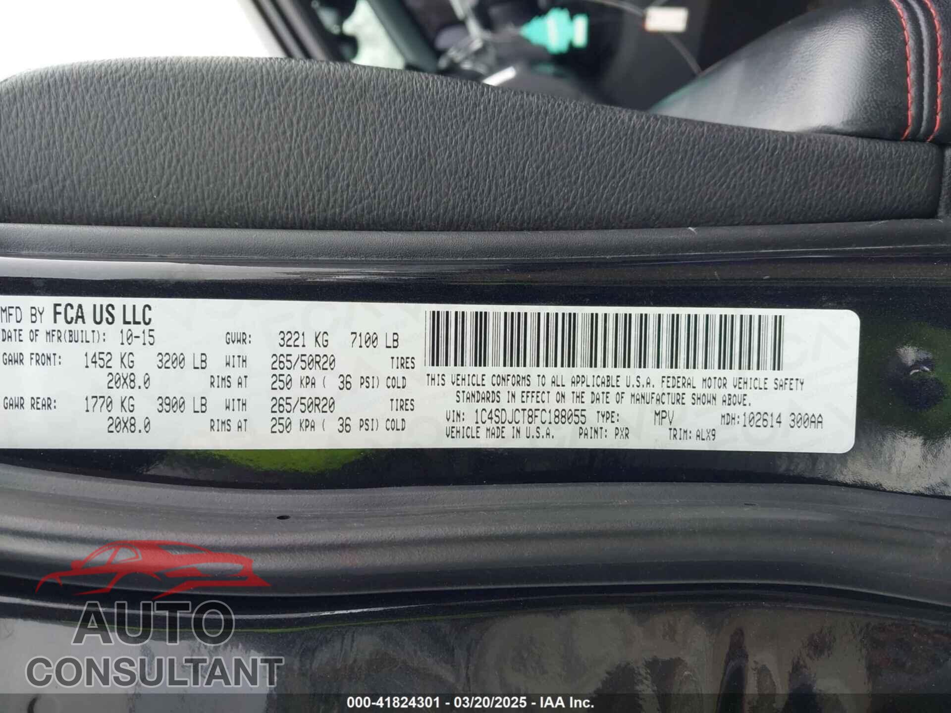 DODGE DURANGO 2015 - 1C4SDJCT8FC188055