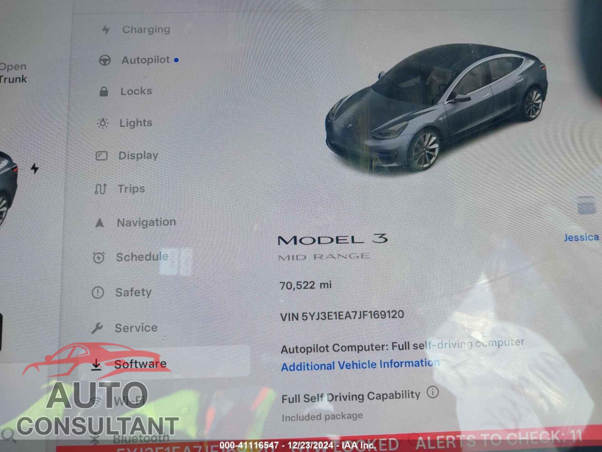 TESLA MODEL 3 2018 - 5YJ3E1EA7JF169120
