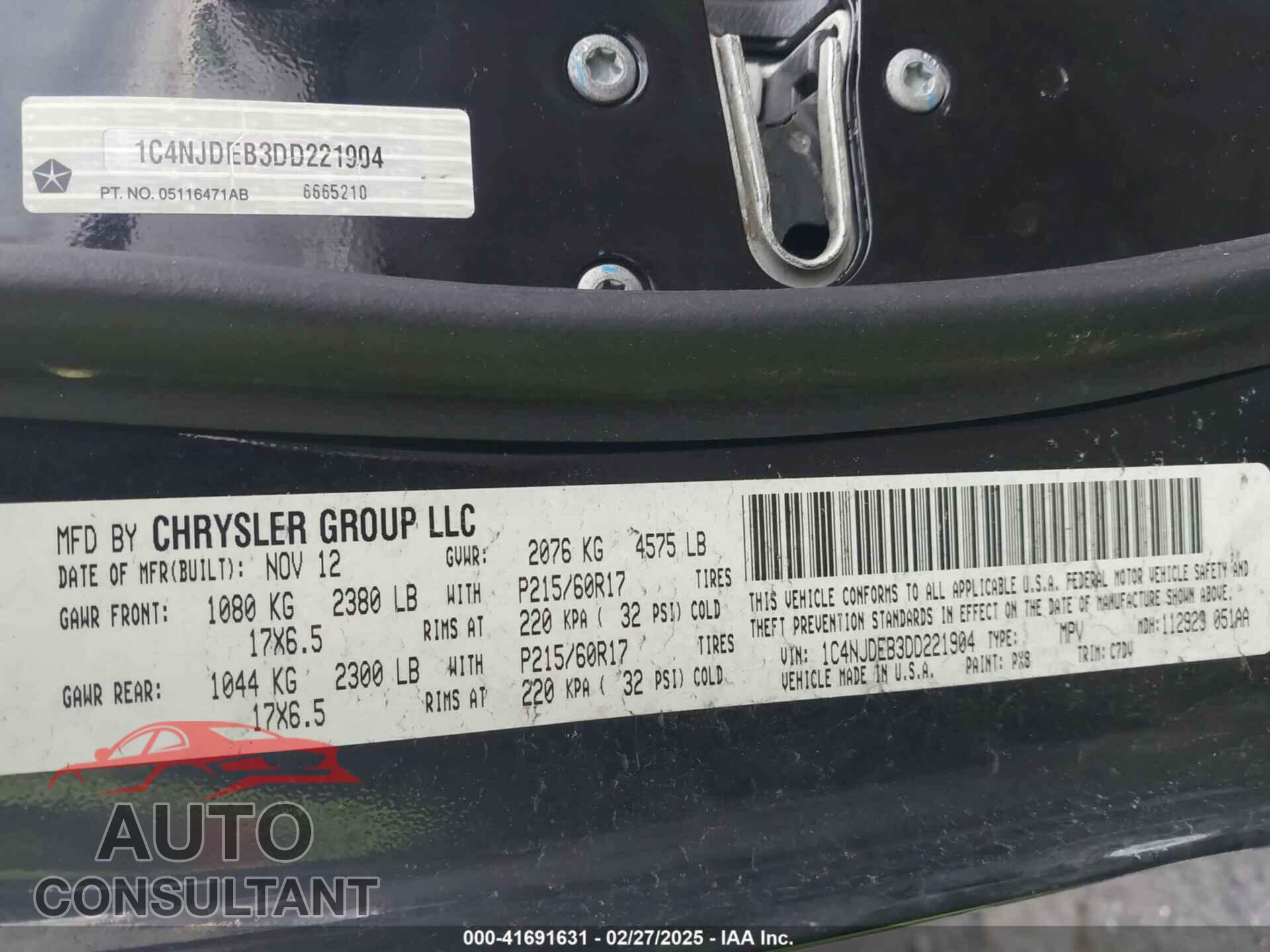 JEEP COMPASS 2013 - 1C4NJDEB3DD221904