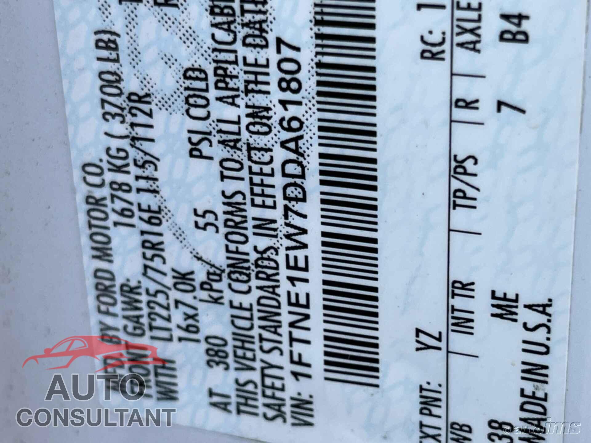 FORD ECONOLINE 2013 - 1FTNE1EW7DDA61807