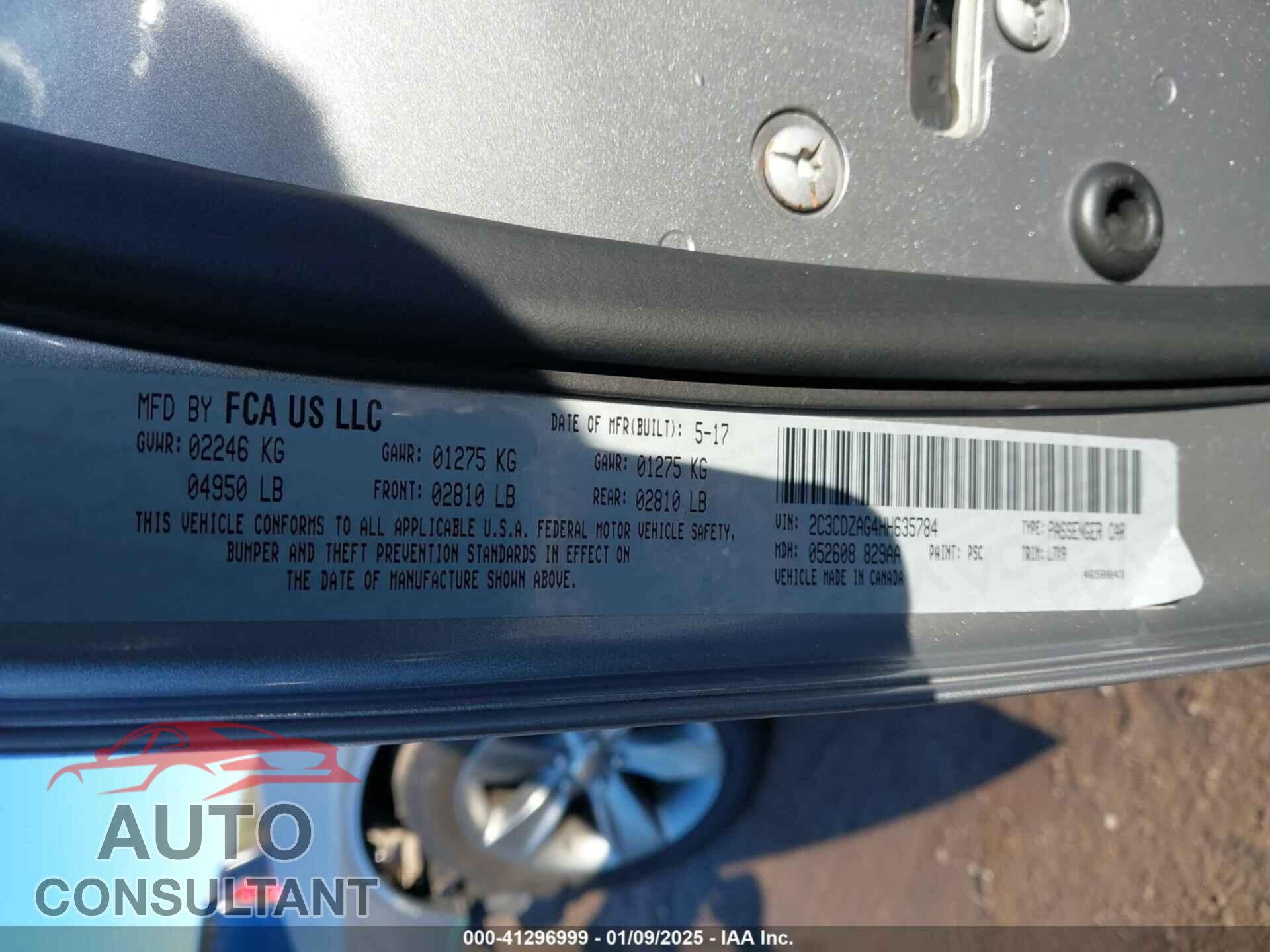 DODGE CHALLENGER 2017 - 2C3CDZAG4HH635784