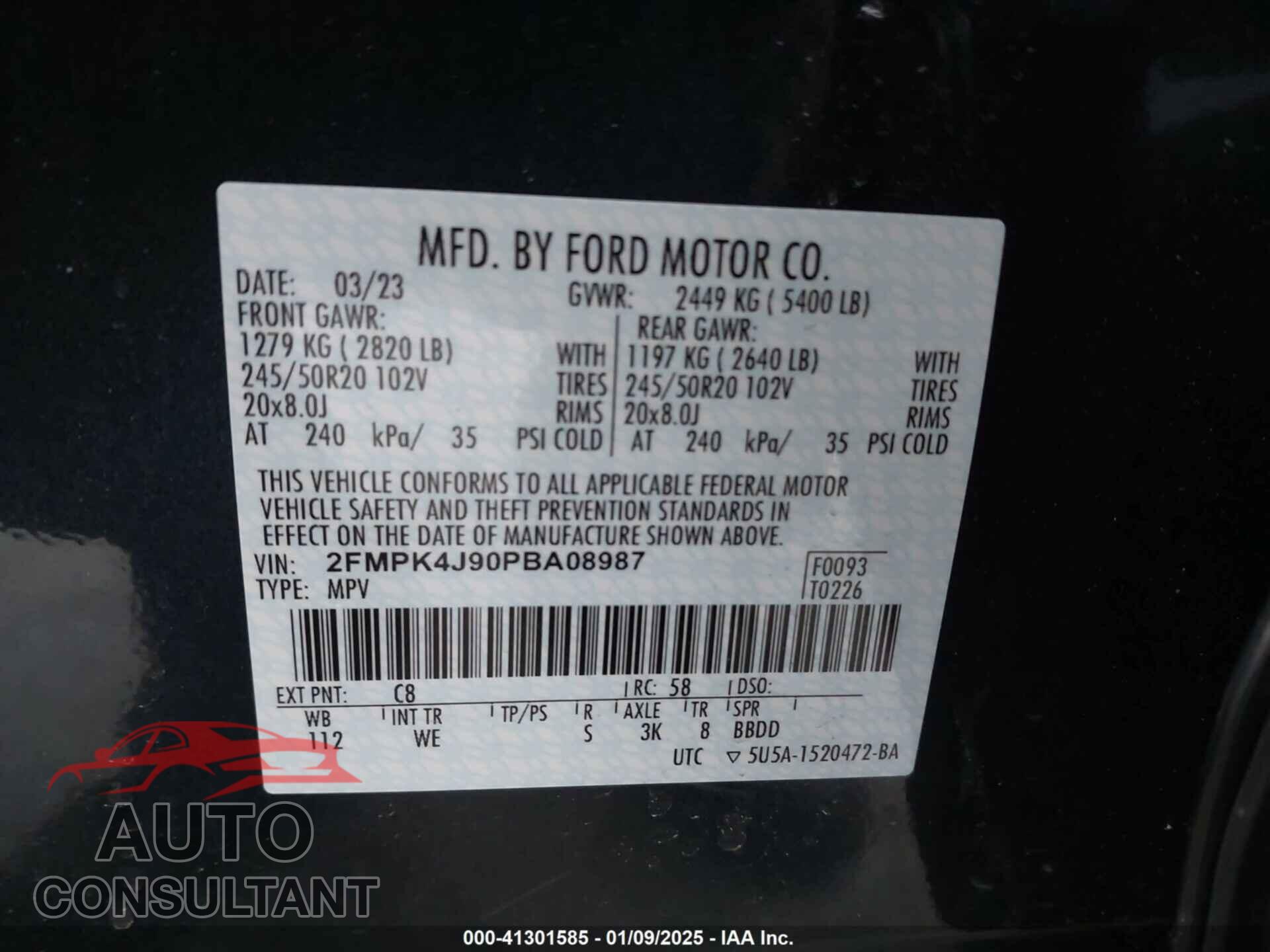FORD EDGE 2023 - 2FMPK4J90PBA08987
